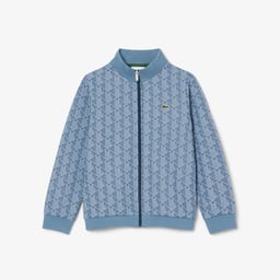 Çocuk Fermuarlı Monogram Mavi Sweatshirt Mavi