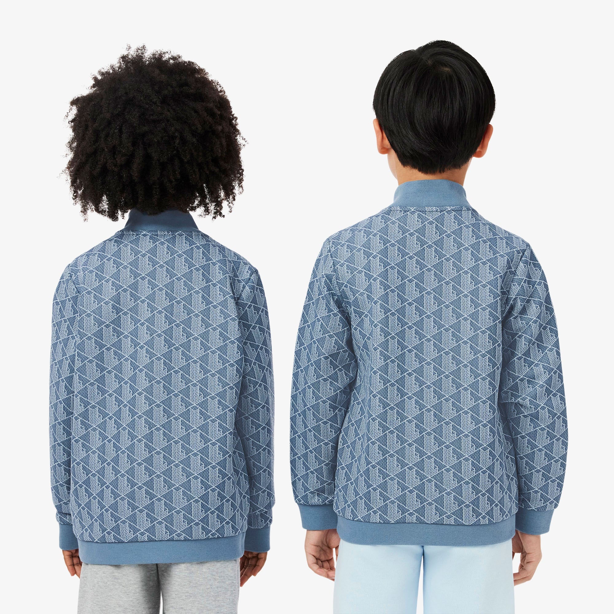 Çocuk Fermuarlı Monogram Mavi Sweatshirt