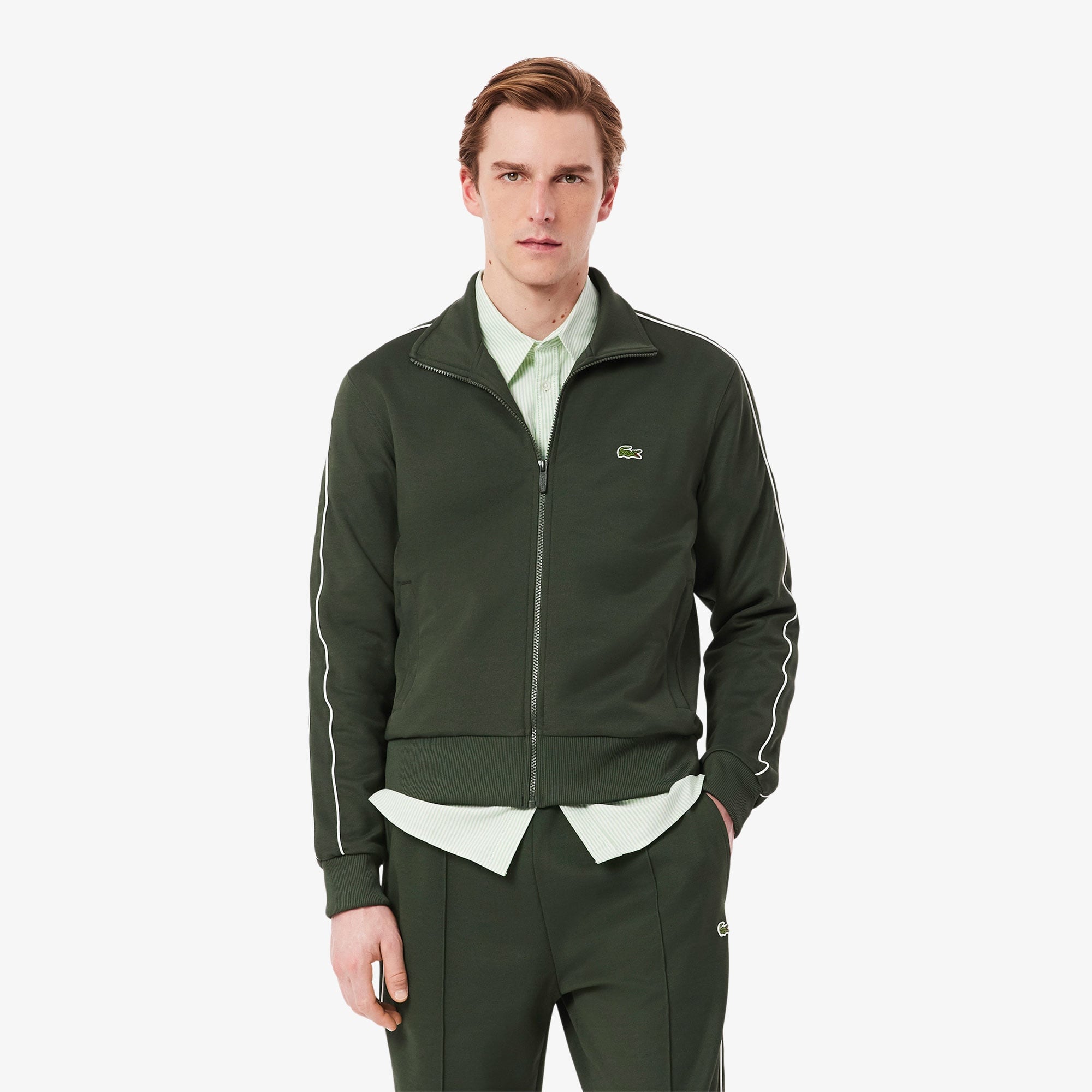 Lacoste Erkek Regular Fit Fermuarlı Koyu Yeşil Sweatshirt