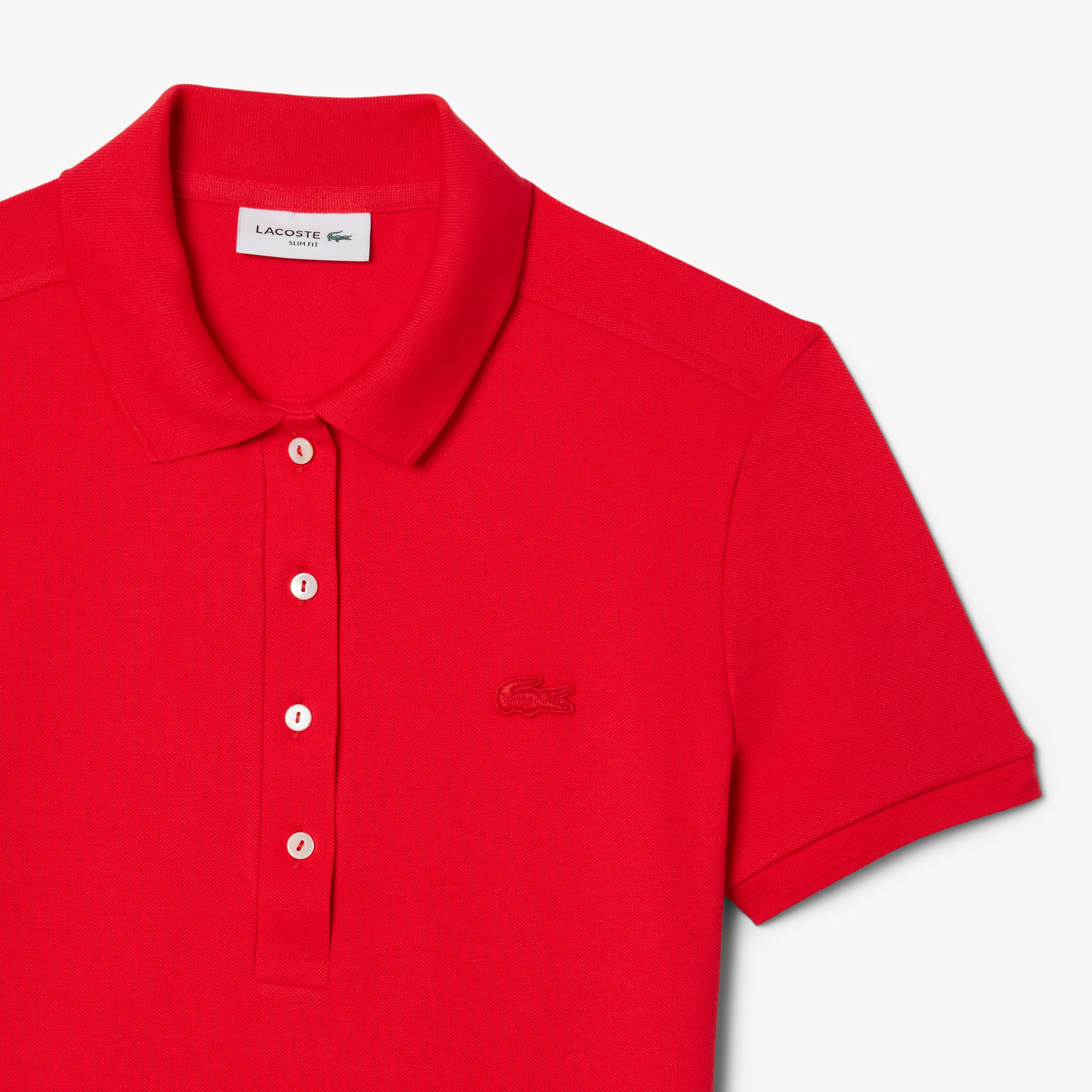 L.12.D Kadın Slim Fit Kırmızı Polo