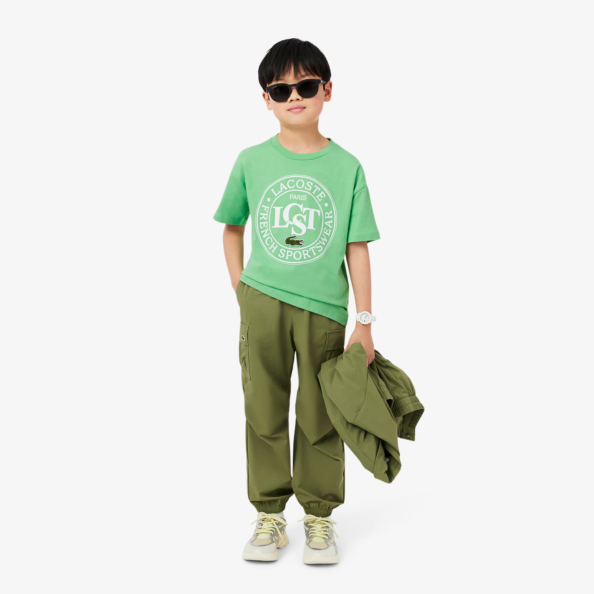 Lacoste Çocuk Bisiklet Yaka Baskılı Yeşil T-Shirt