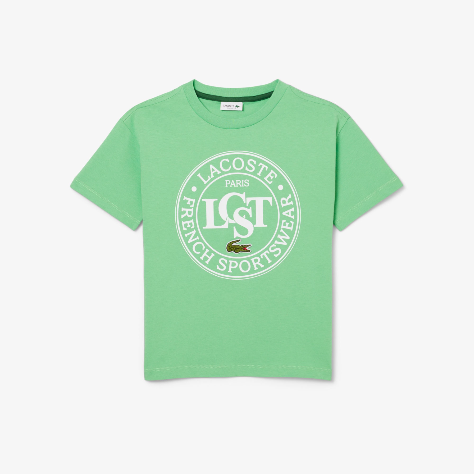 Lacoste Çocuk Bisiklet Yaka Baskılı Yeşil T-Shirt