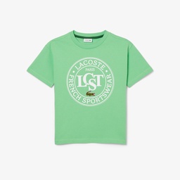 Çocuk Bisiklet Yaka Baskılı Yeşil T-shirt Yeşil