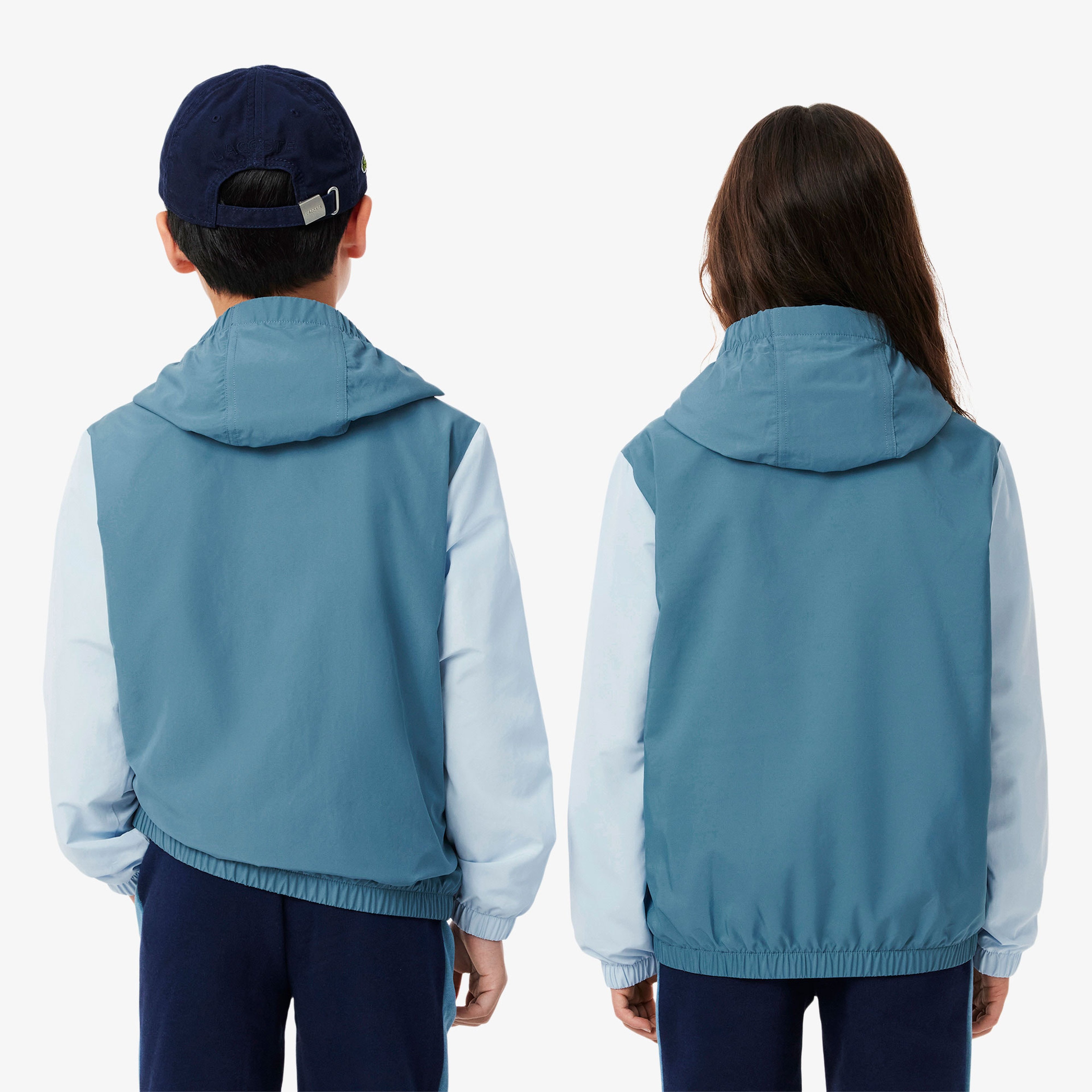 Çocuk Kapüşonlu Renk Bloklu Lacivert Ceket