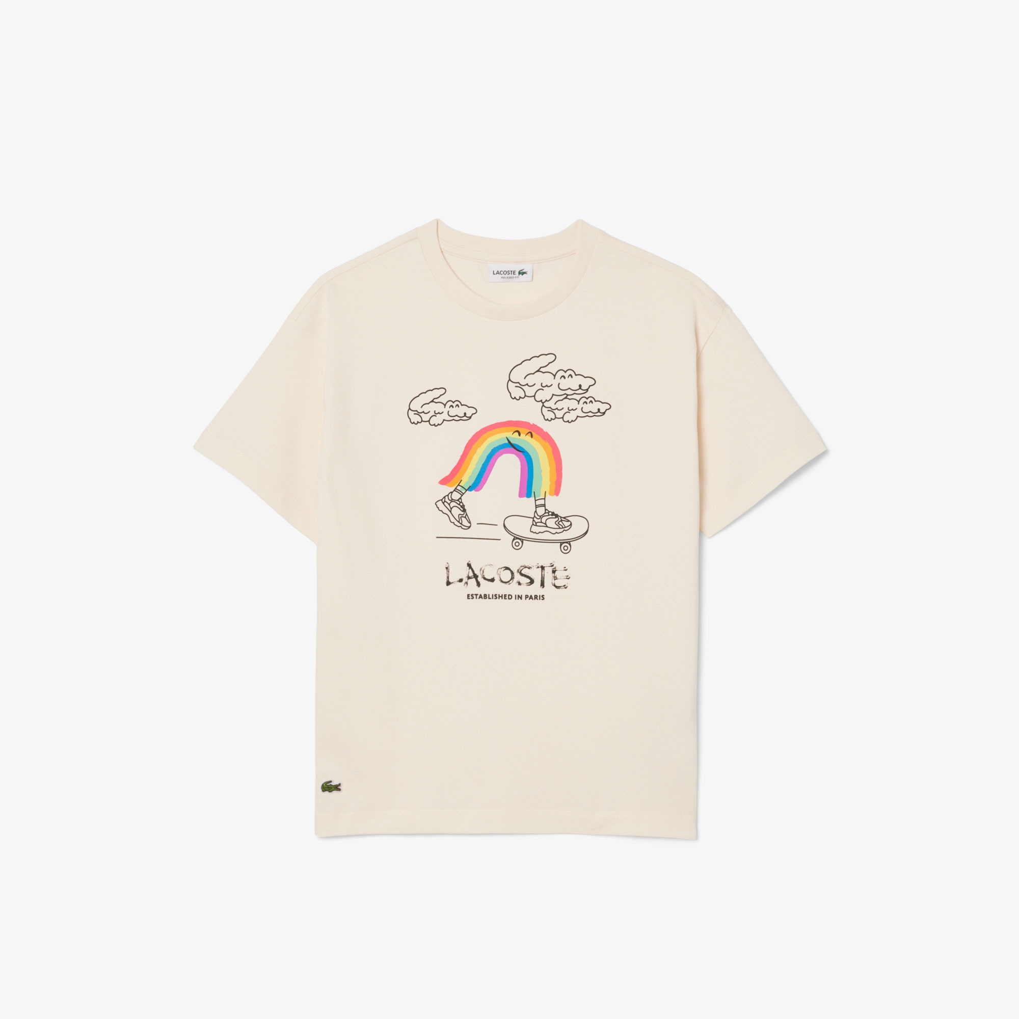 Lacoste Çocuk Bisiklet Yaka Desenli Krem T-Shirt