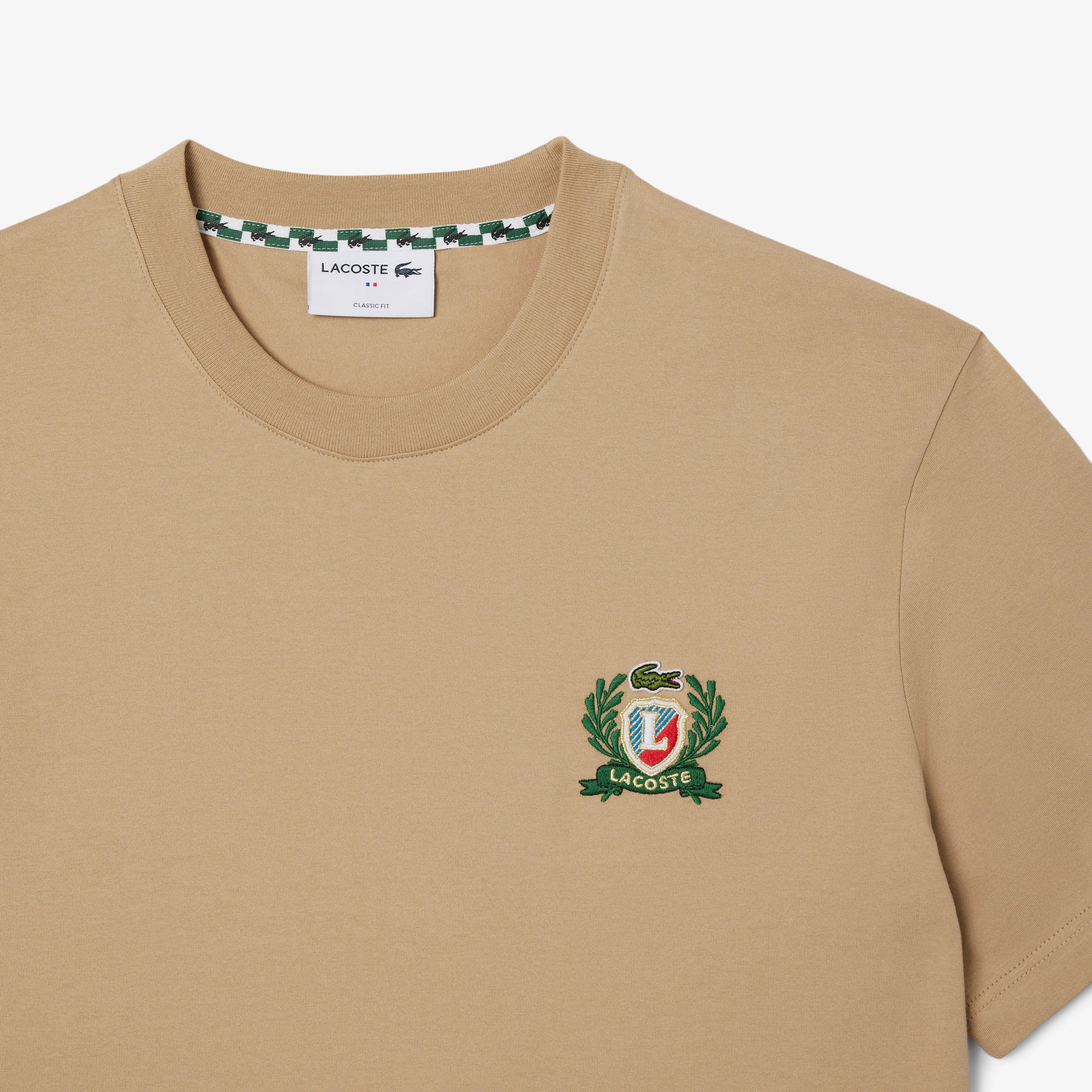Lacoste Erkek Classic Fit Bisiklet Yaka Bej T-Shirt