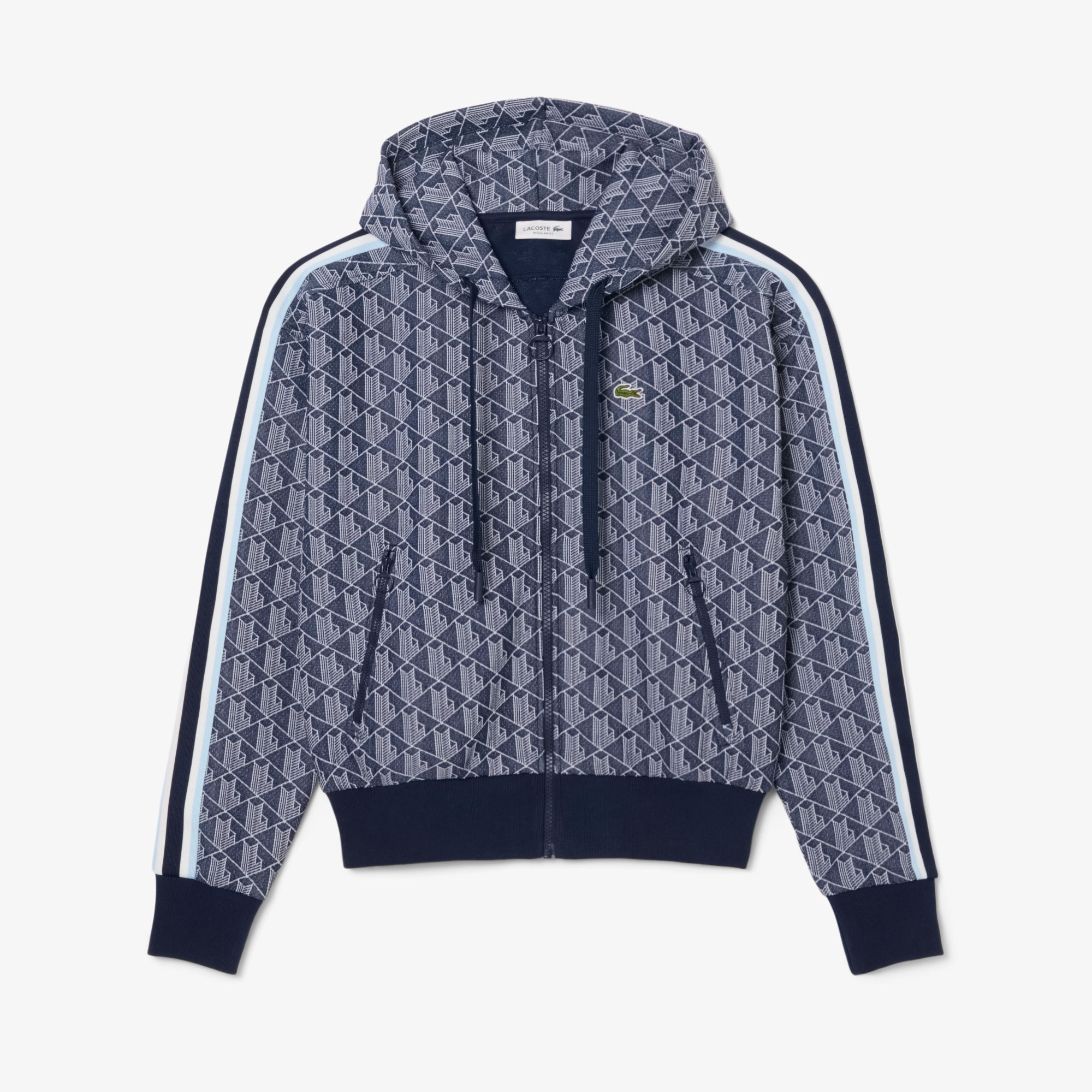 Lacoste Kadın Regular Fit Fermuarlı Monogram Lacivert Sweatshirt