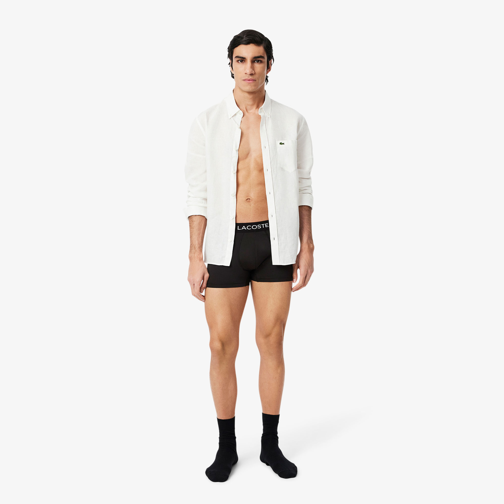 Lacoste Erkek 3'lü Siyah Boxer görsel 5