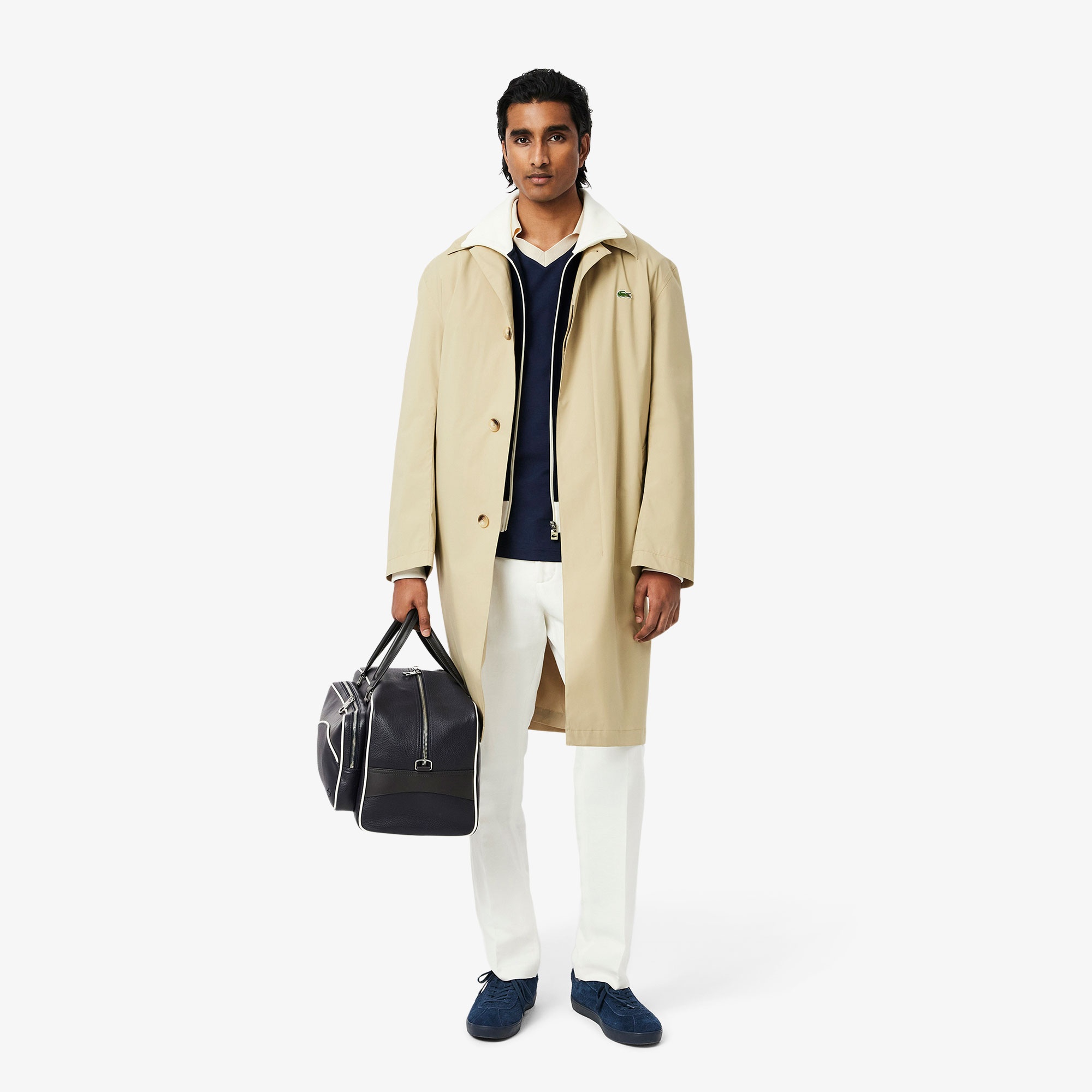 Lacoste Erkek Classic Fit Organik Pamuk Renk Bloklu Lacivert Polo