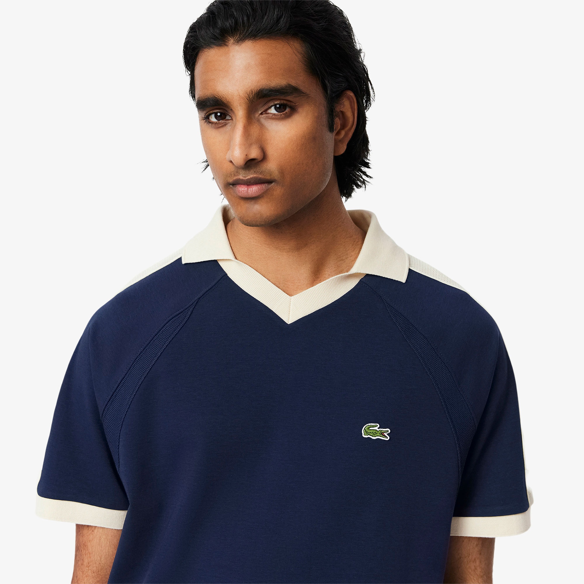 Lacoste Erkek Classic Fit Organik Pamuk Renk Bloklu Lacivert Polo