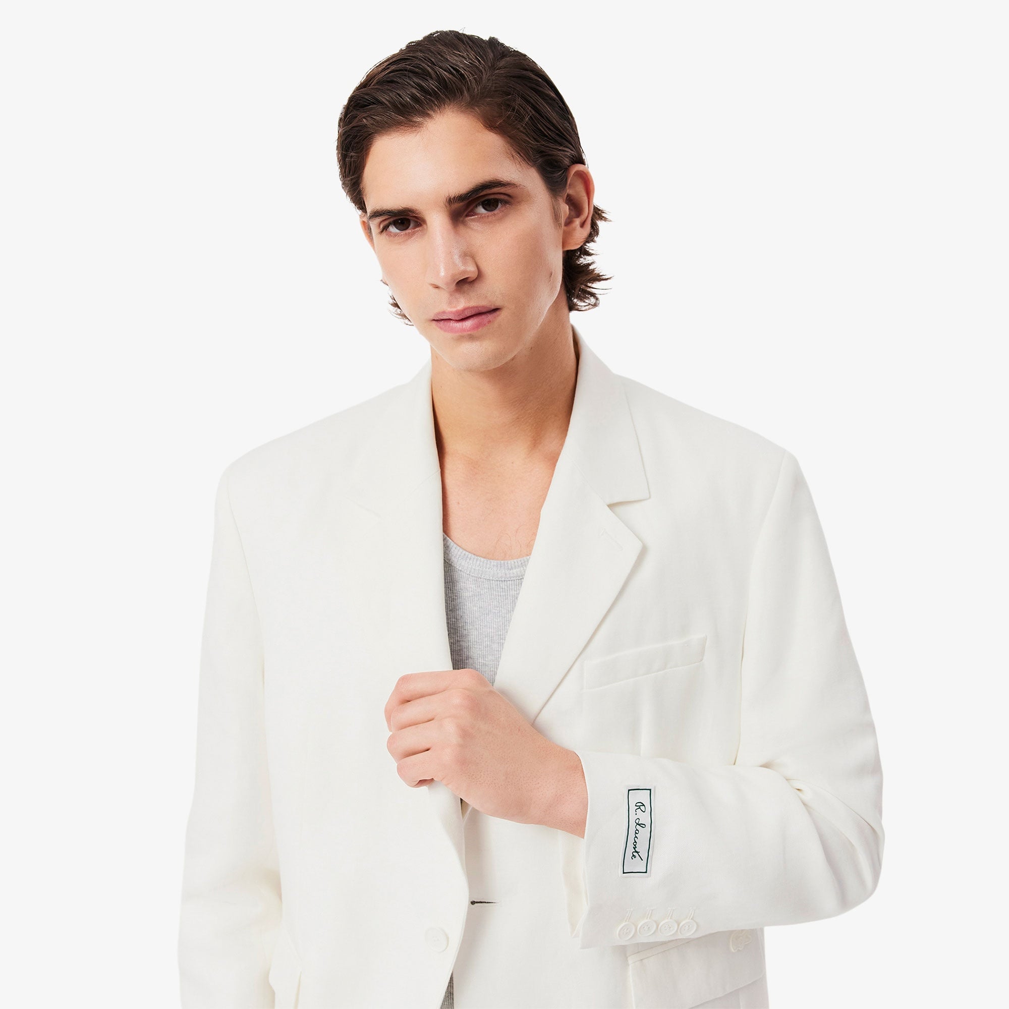 Lacoste Erkek Regular Fit Keten Beyaz Ceket