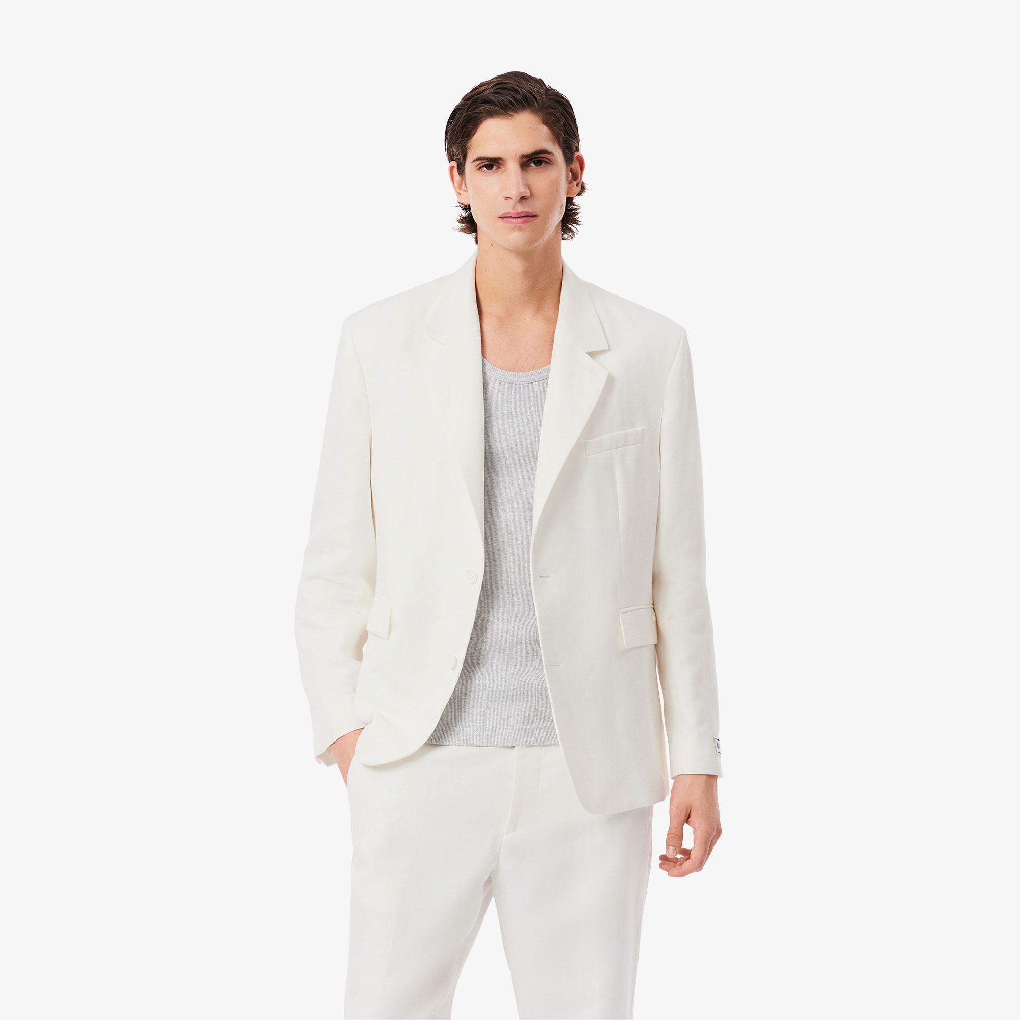 Lacoste Erkek Regular Fit Keten Beyaz Ceket