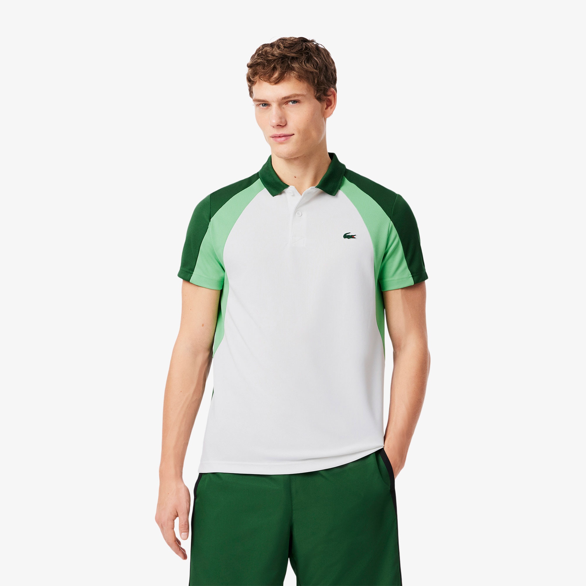 Lacoste SPORT Erkek Regular Fit Renk Bloklu Beyaz Polo