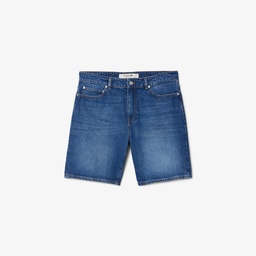 Lacoste Erkek Straight Fit Denim Koyu Mavi Bermuda Şort Mavi