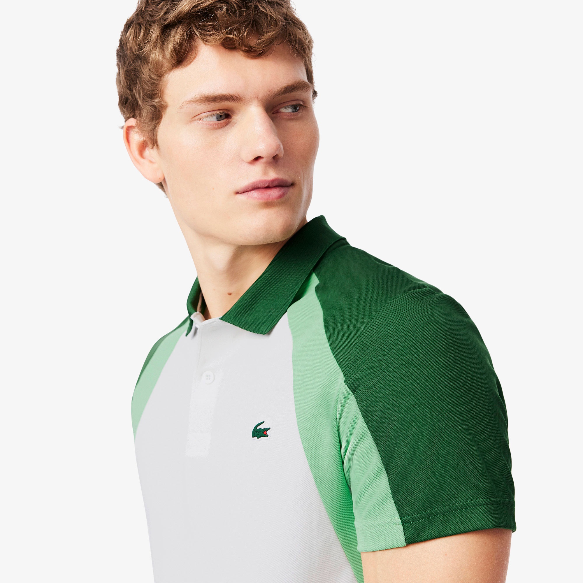 Lacoste SPORT Erkek Regular Fit Renk Bloklu Beyaz Polo