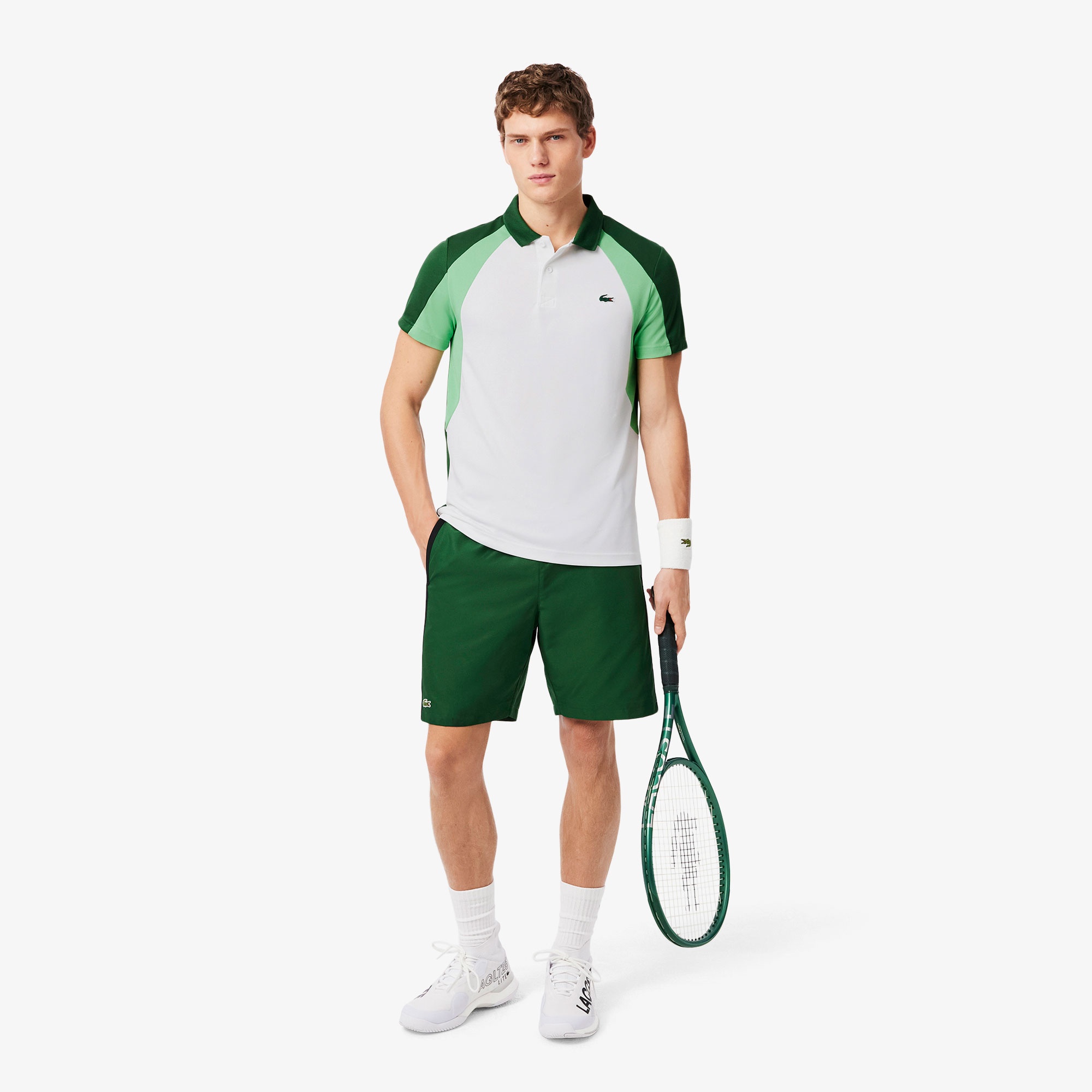 Lacoste SPORT Erkek Regular Fit Renk Bloklu Beyaz Polo