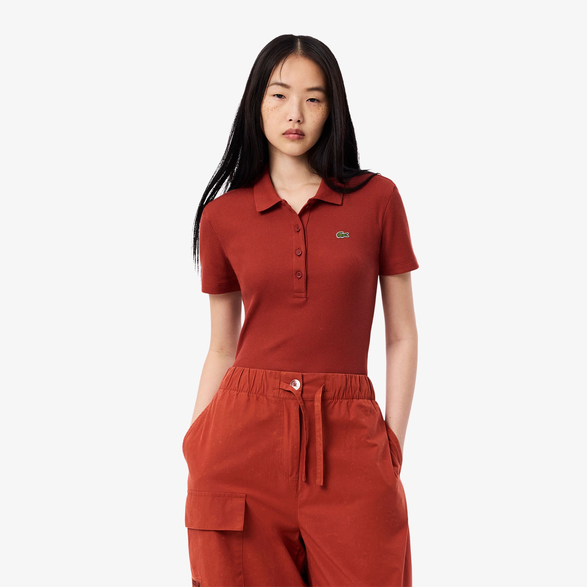 Lacoste L.12.D Kadın Slim Fit Organik Pamuk Kırmızı Polo