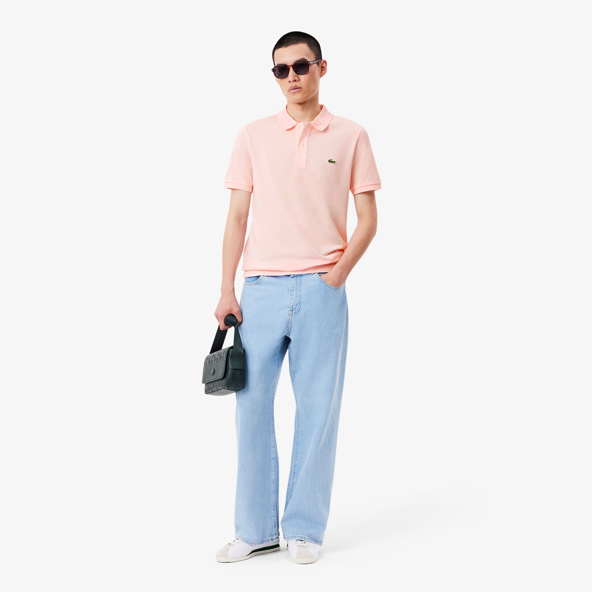 L.12.12 Erkek Slim Fit Açık Pembe Polo
