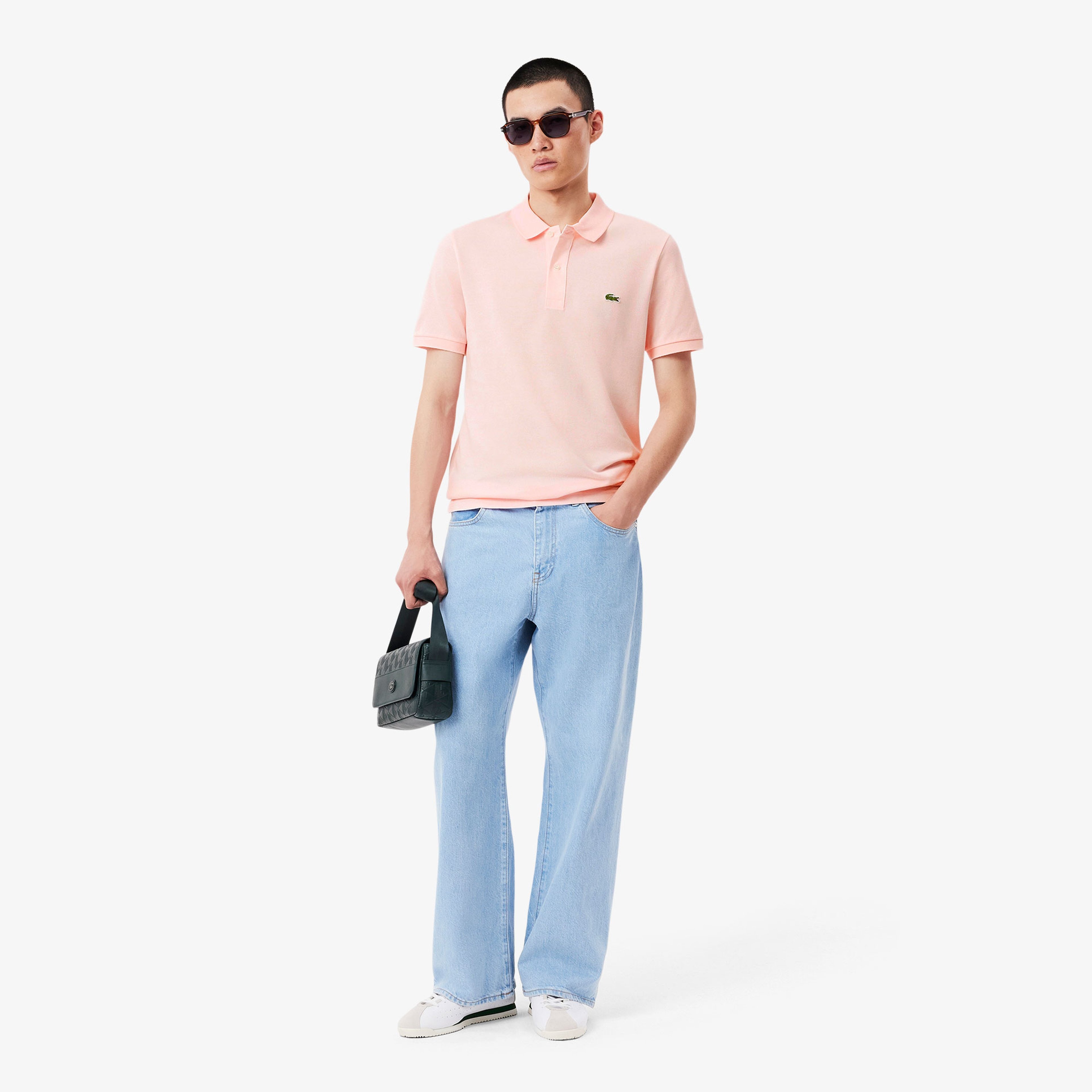 L.12.12 Erkek Slim Fit Açık Pembe Polo