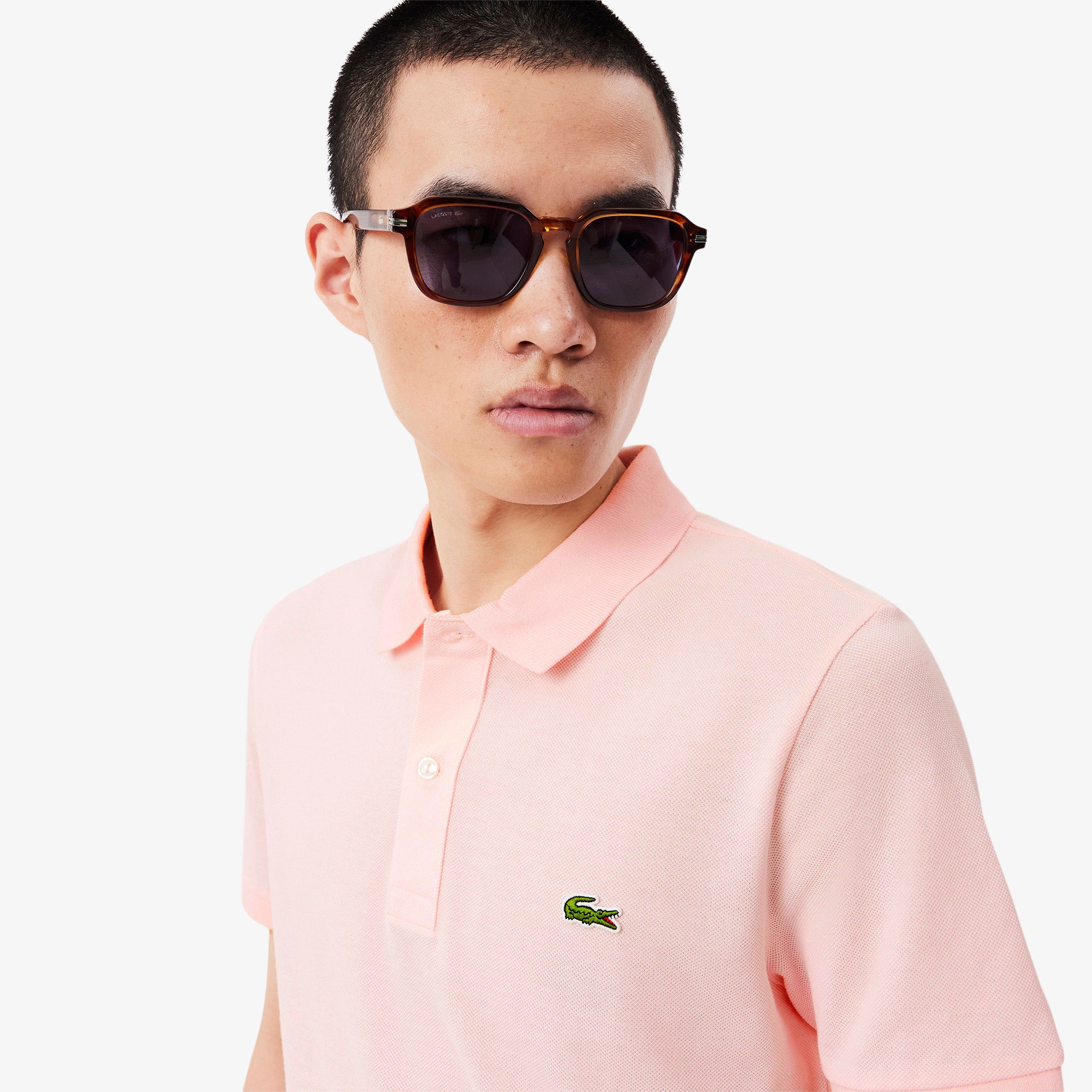 L.12.12 Erkek Slim Fit Açık Pembe Polo
