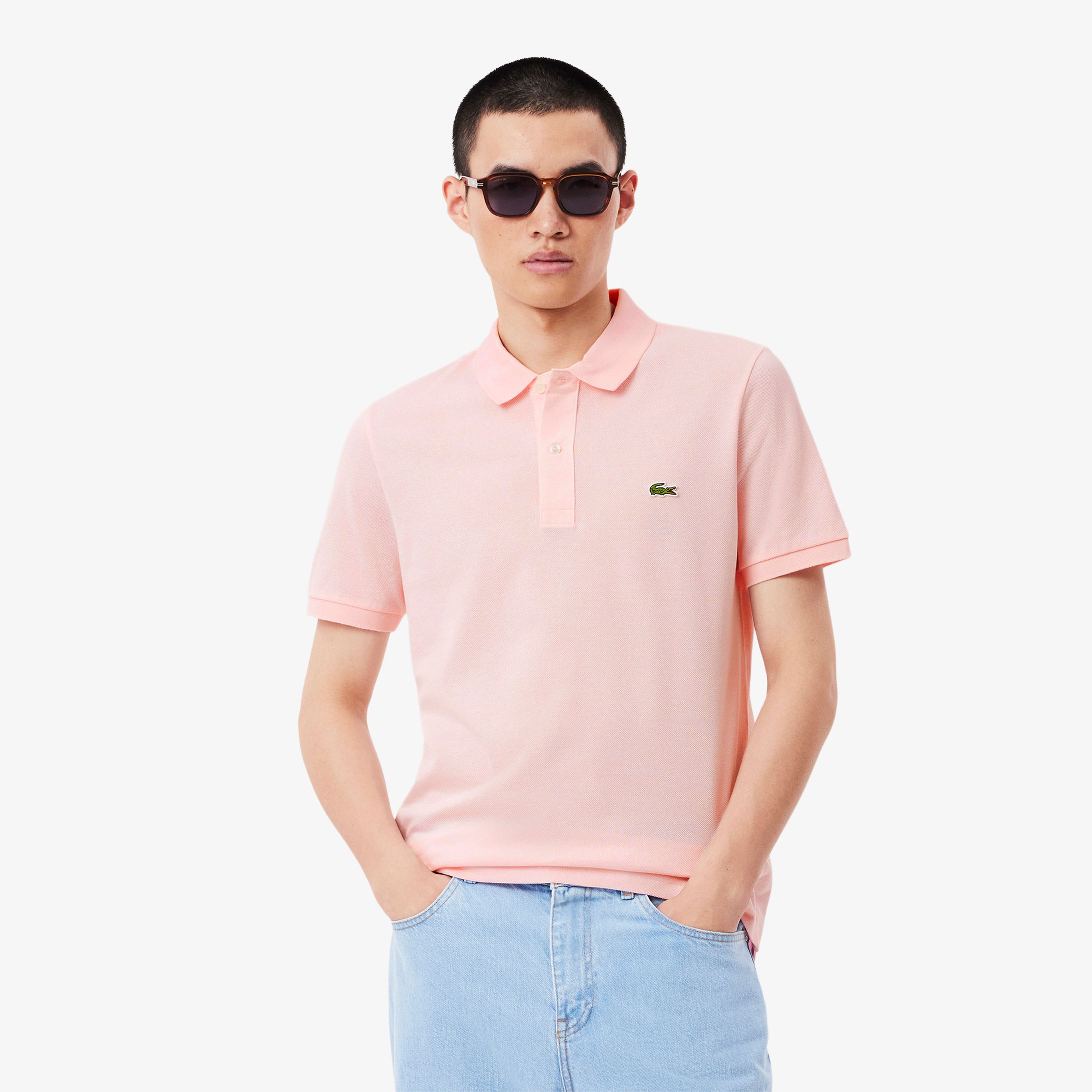 L.12.12 Erkek Slim Fit Açık Pembe Polo