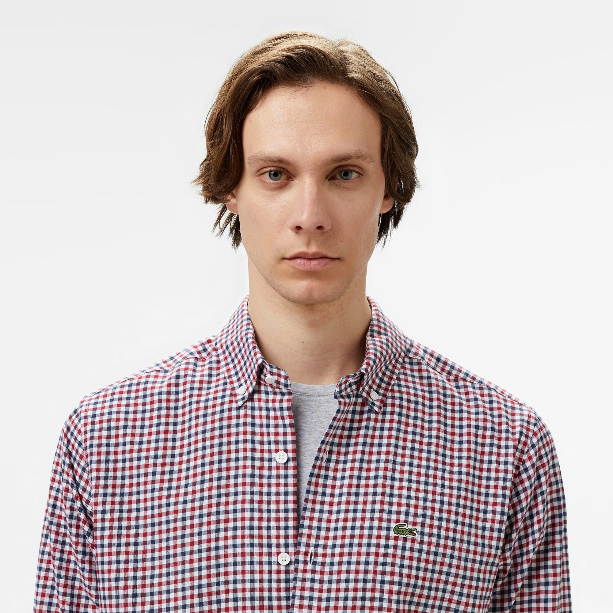Lacoste Erkek Regular Fit Kareli Kırmızı Gömlek