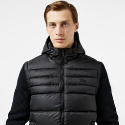 Erkek Slim Fit Kapüşonlu Siyah Mont Siyah