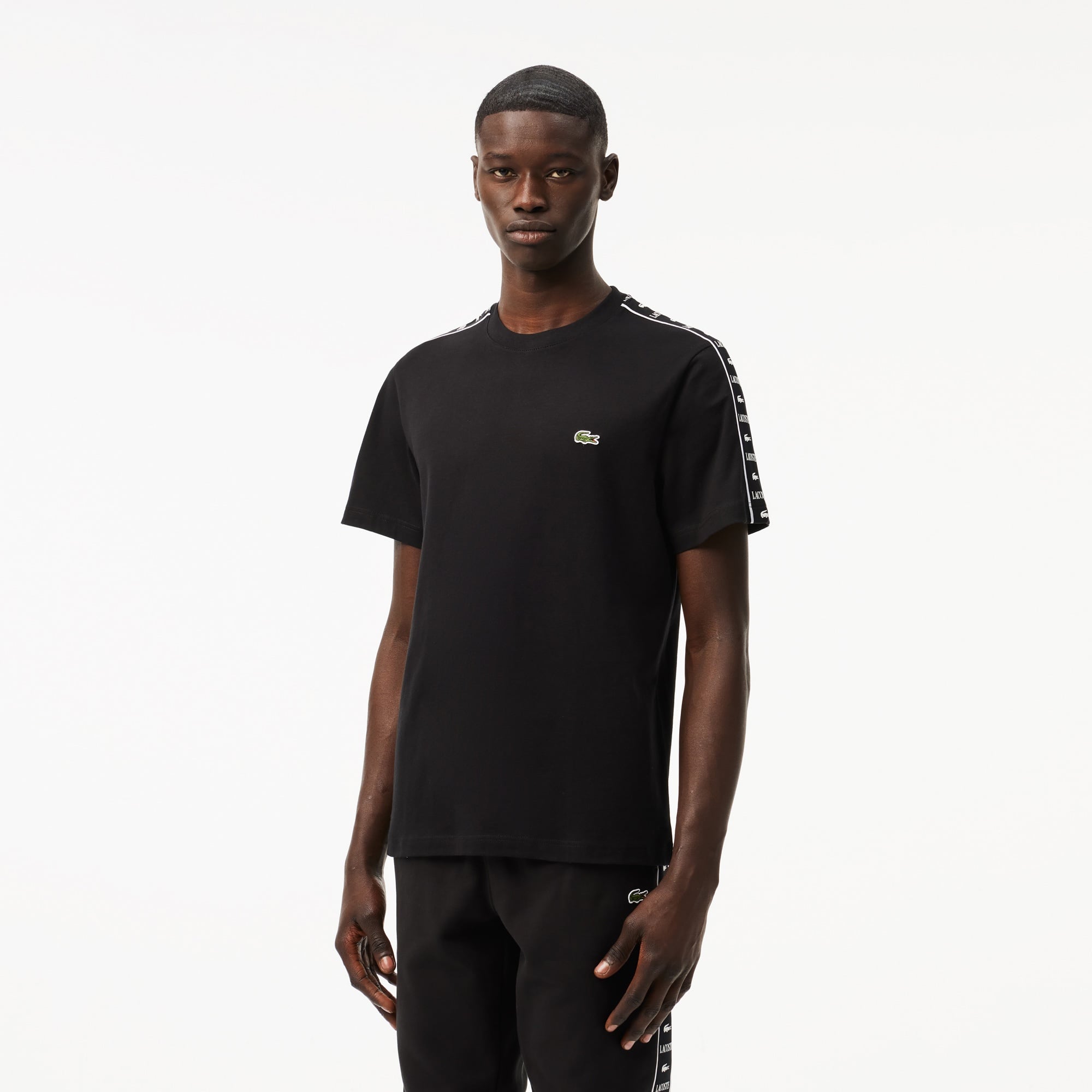 Lacoste Erkek Regular Fit Bisiklet Yaka Baskılı Siyah T-Shirt