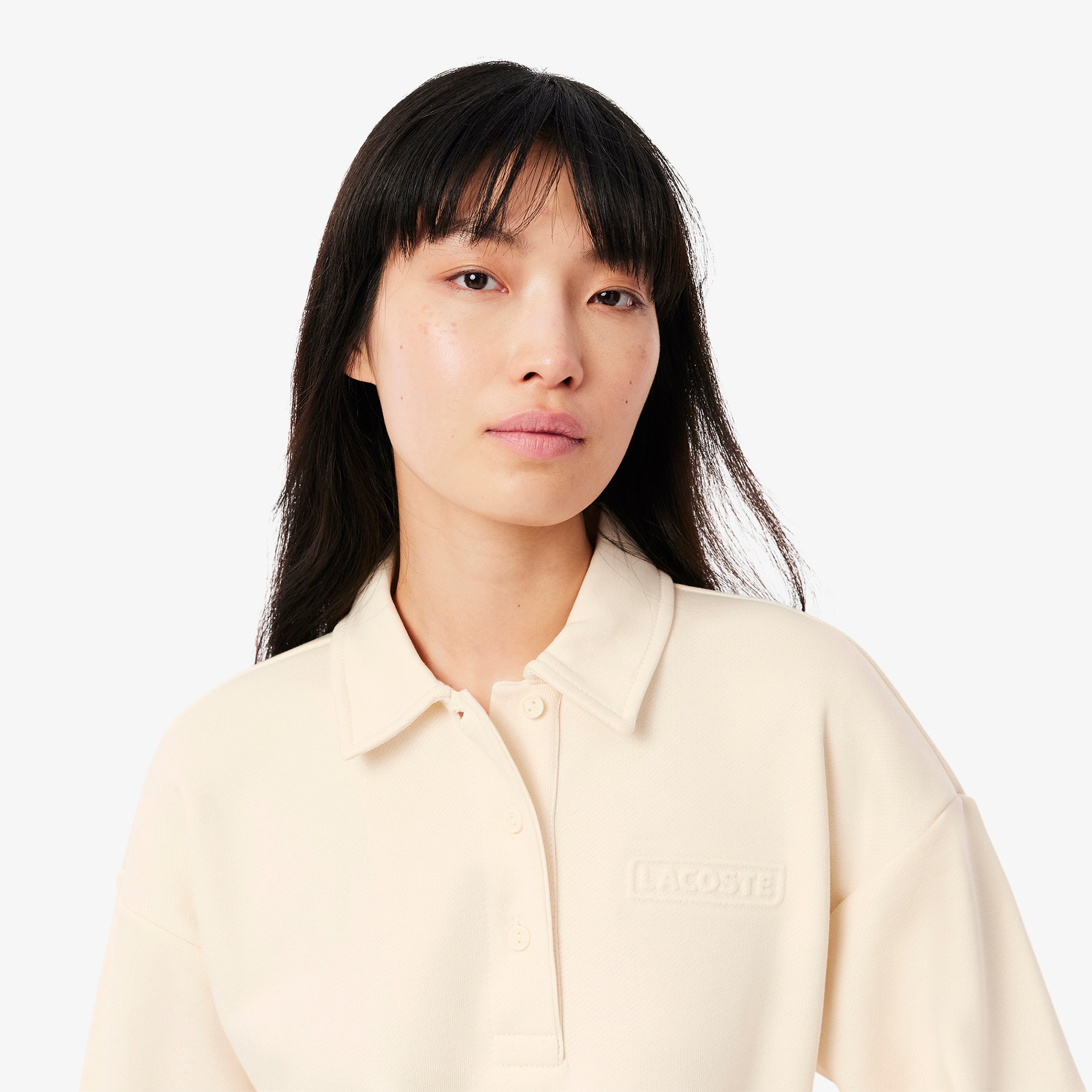 Kadın Relaxed Fit Polo Yaka Bej Sweatshirt