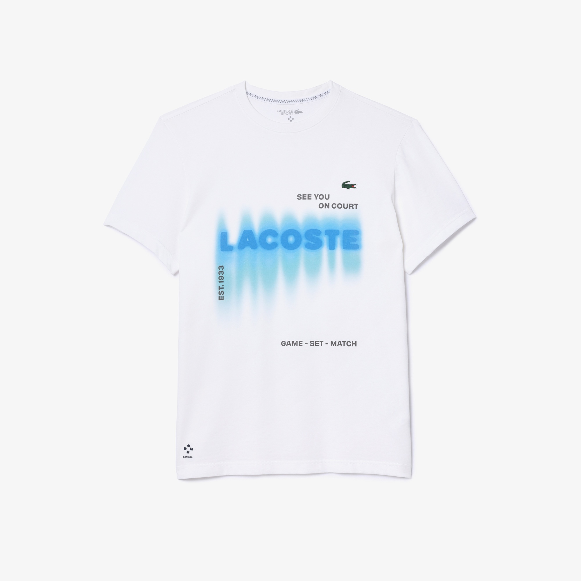 Lacoste x DANIIL MEDVEDEV Erkek Regular Fit Bisiklet Yaka Baskılı Beyaz T-Shirt