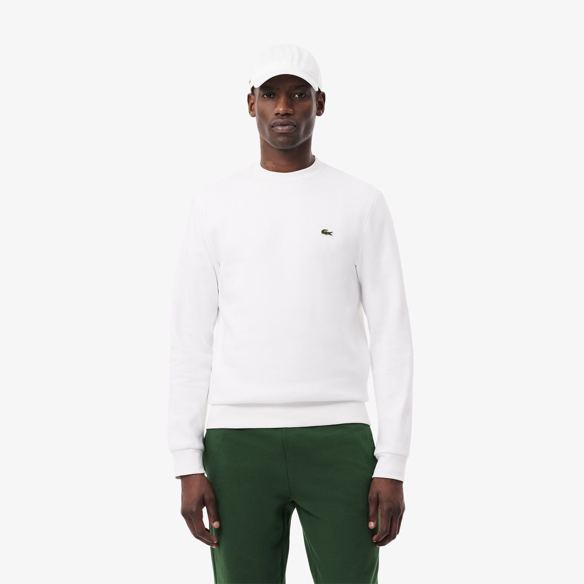 Lacoste Erkek Classic Fit Bisiklet Yaka Organik Pamuk Beyaz Sweatshirt