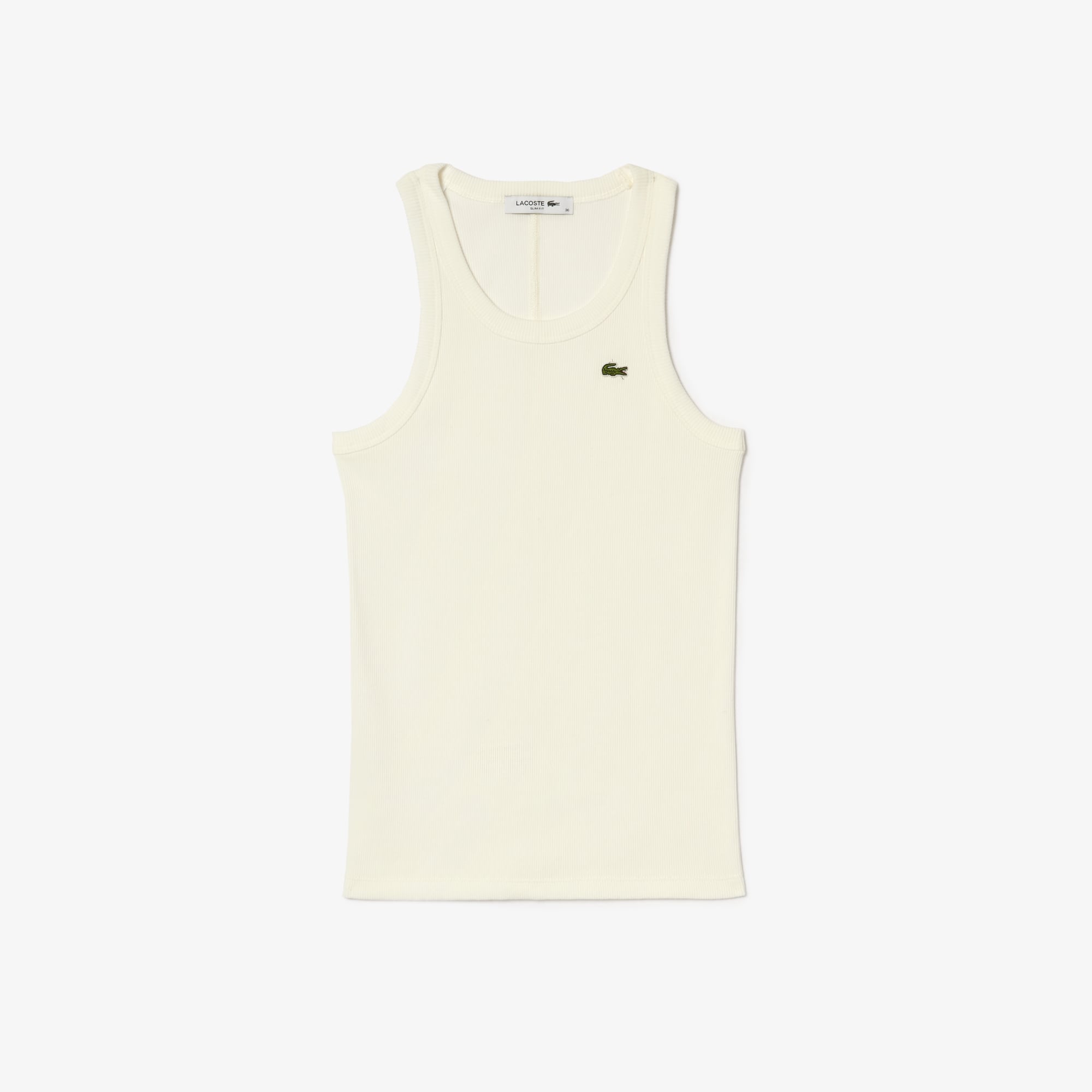 Lacoste Kadın Slim Fit Kolsuz Krem T-Shirt görsel 5