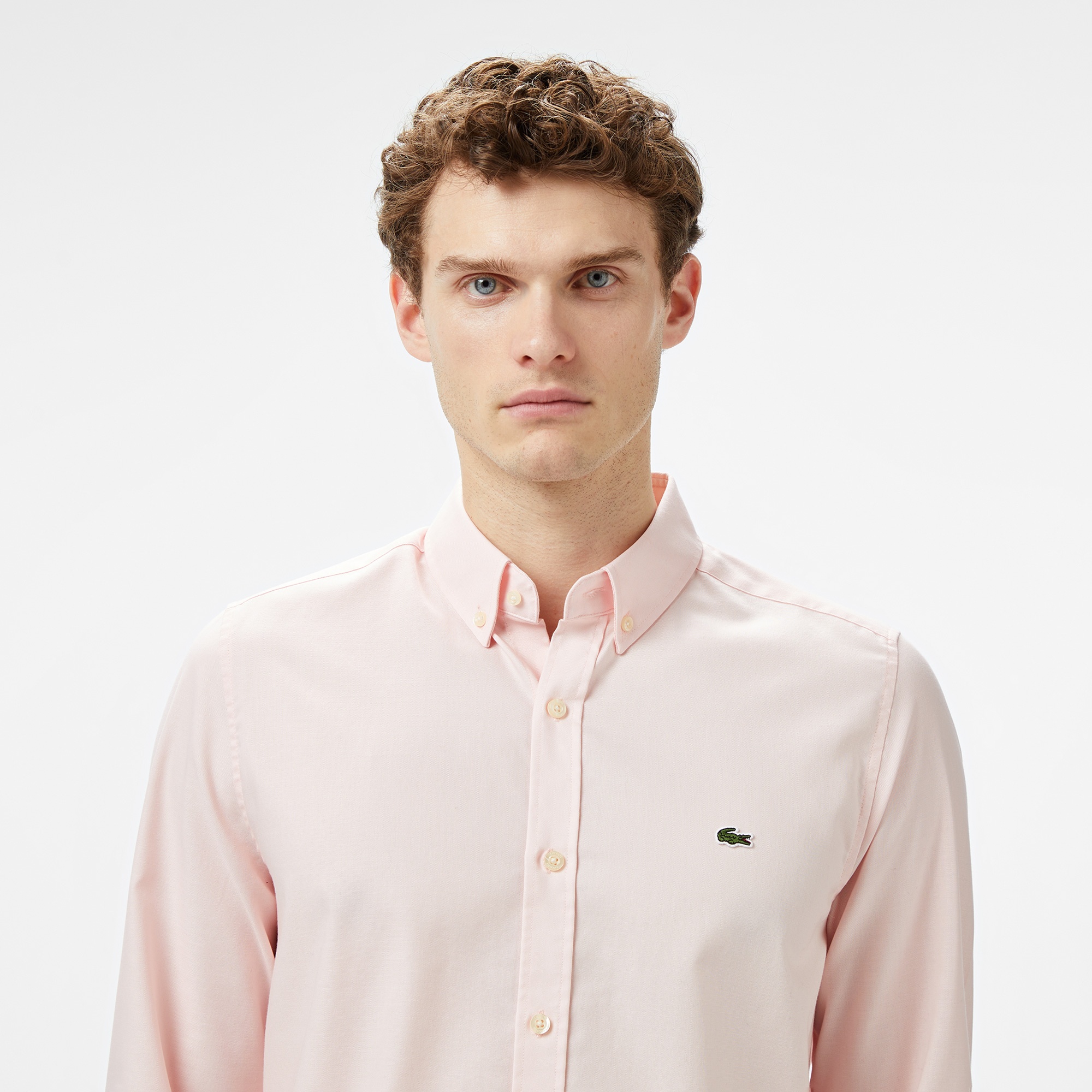 Lacoste Erkek Slim Fit Düğmeli Yaka Pembe Gömlek