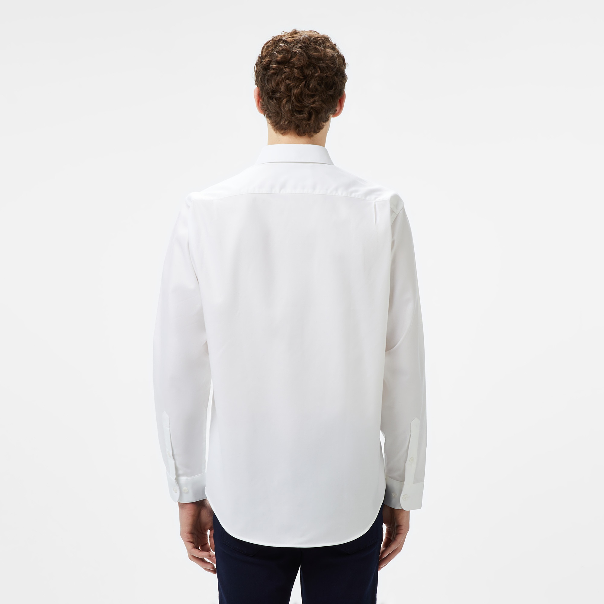 Erkek Regular Fit Düğmeli Yaka Beyaz Gömlek