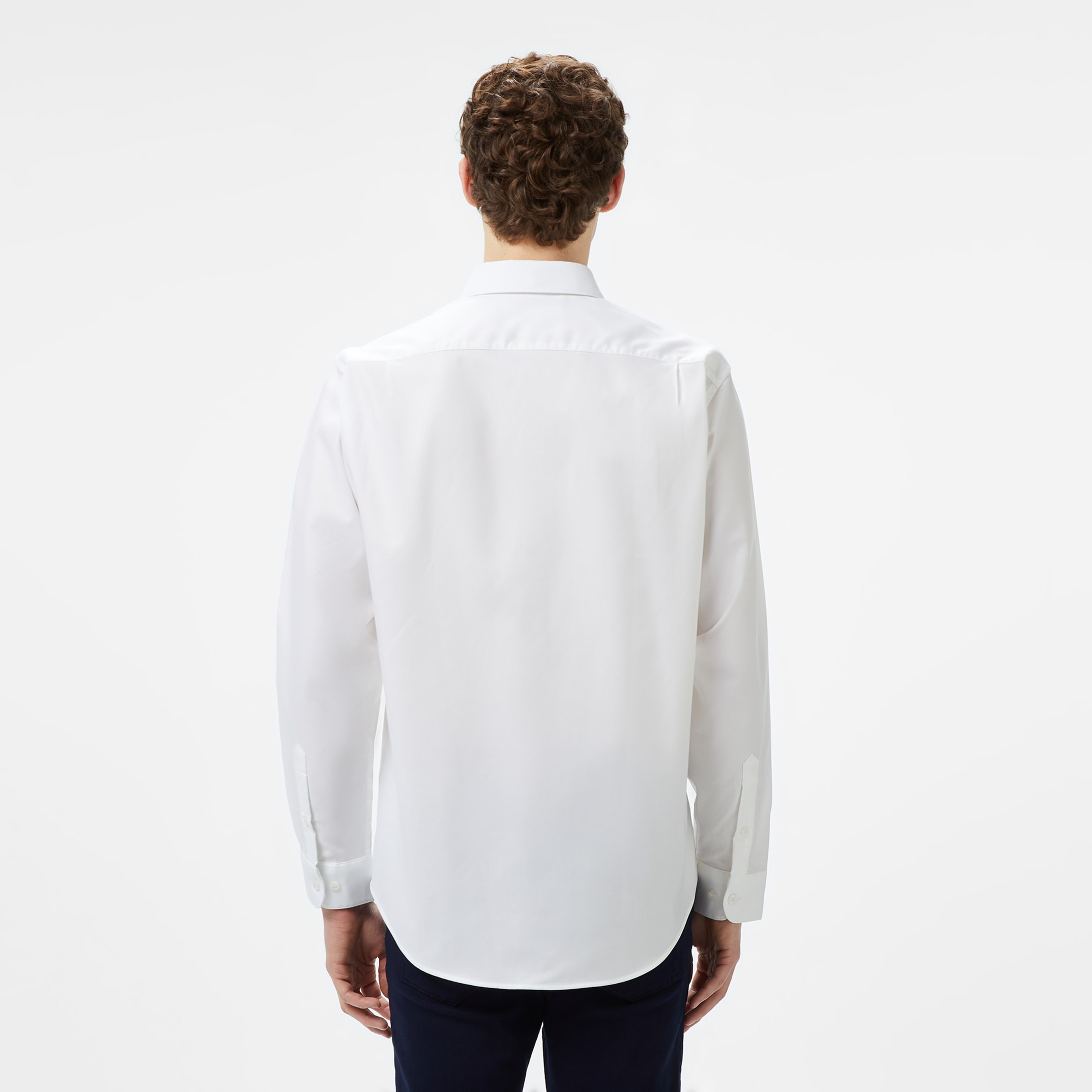 Erkek Regular Fit Düğmeli Yaka Beyaz Gömlek