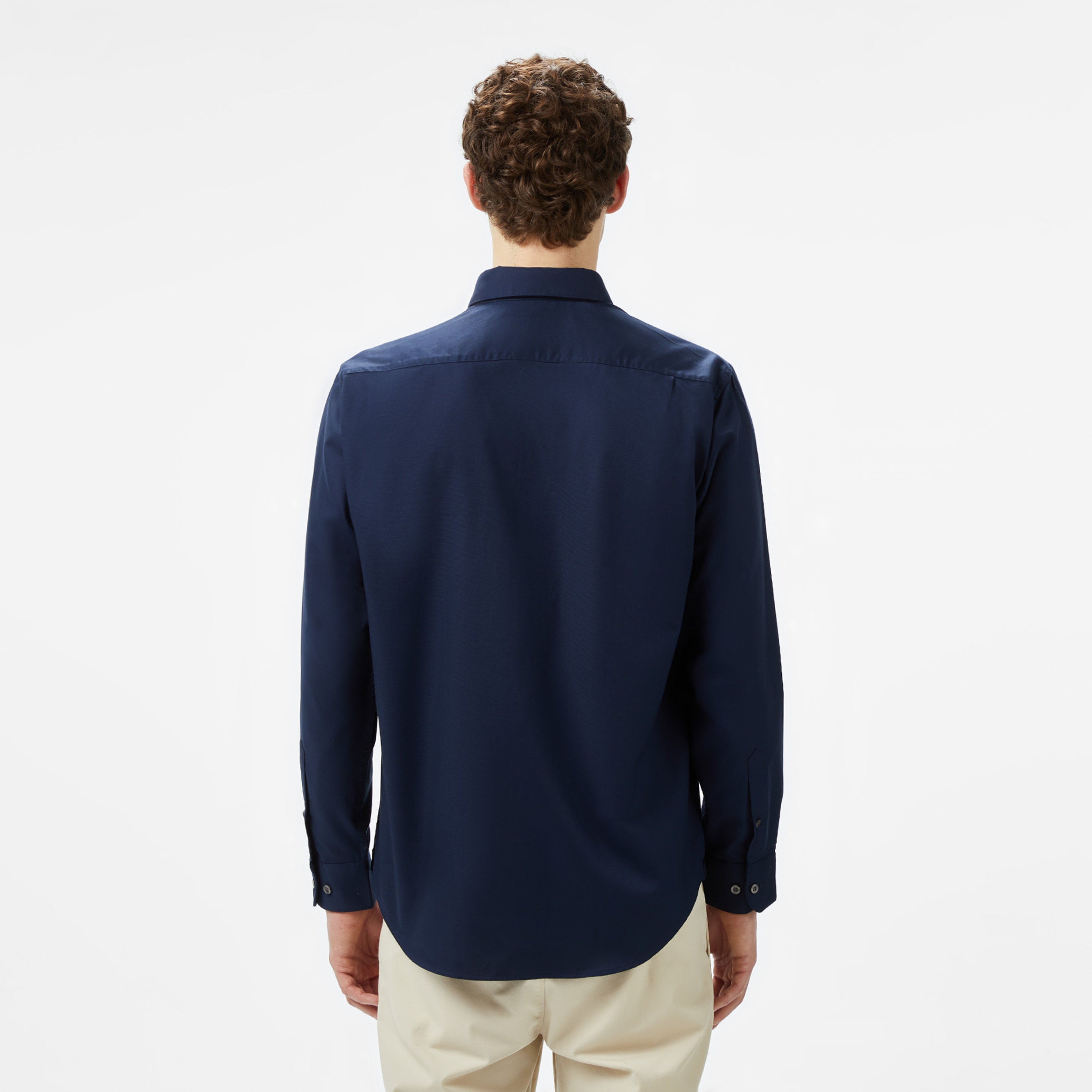 Erkek Regular Fit Düğmeli Yaka Lacivert Gömlek
