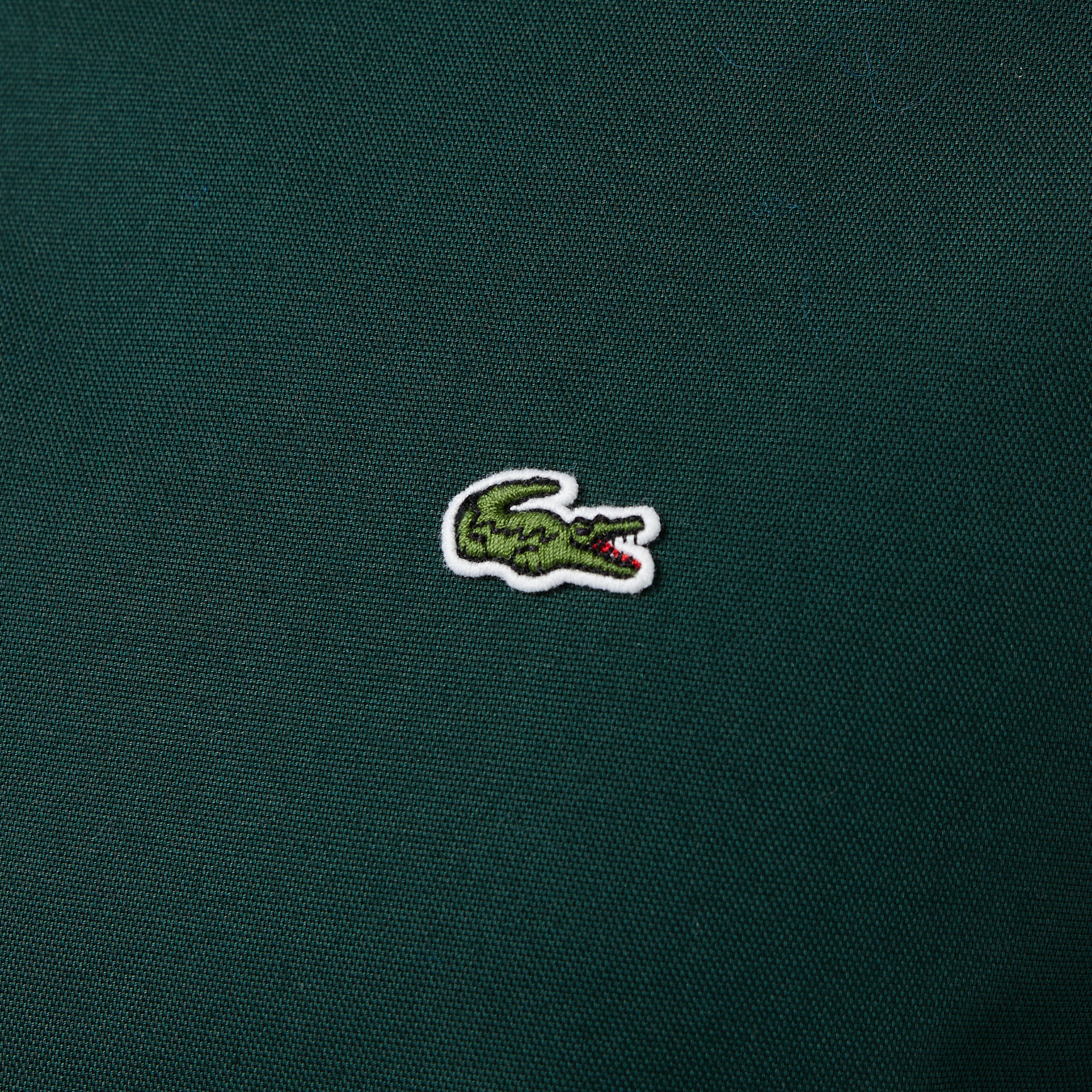 Erkek Slim Fit Düğmeli Yaka Koyu Yeşil Gömlek