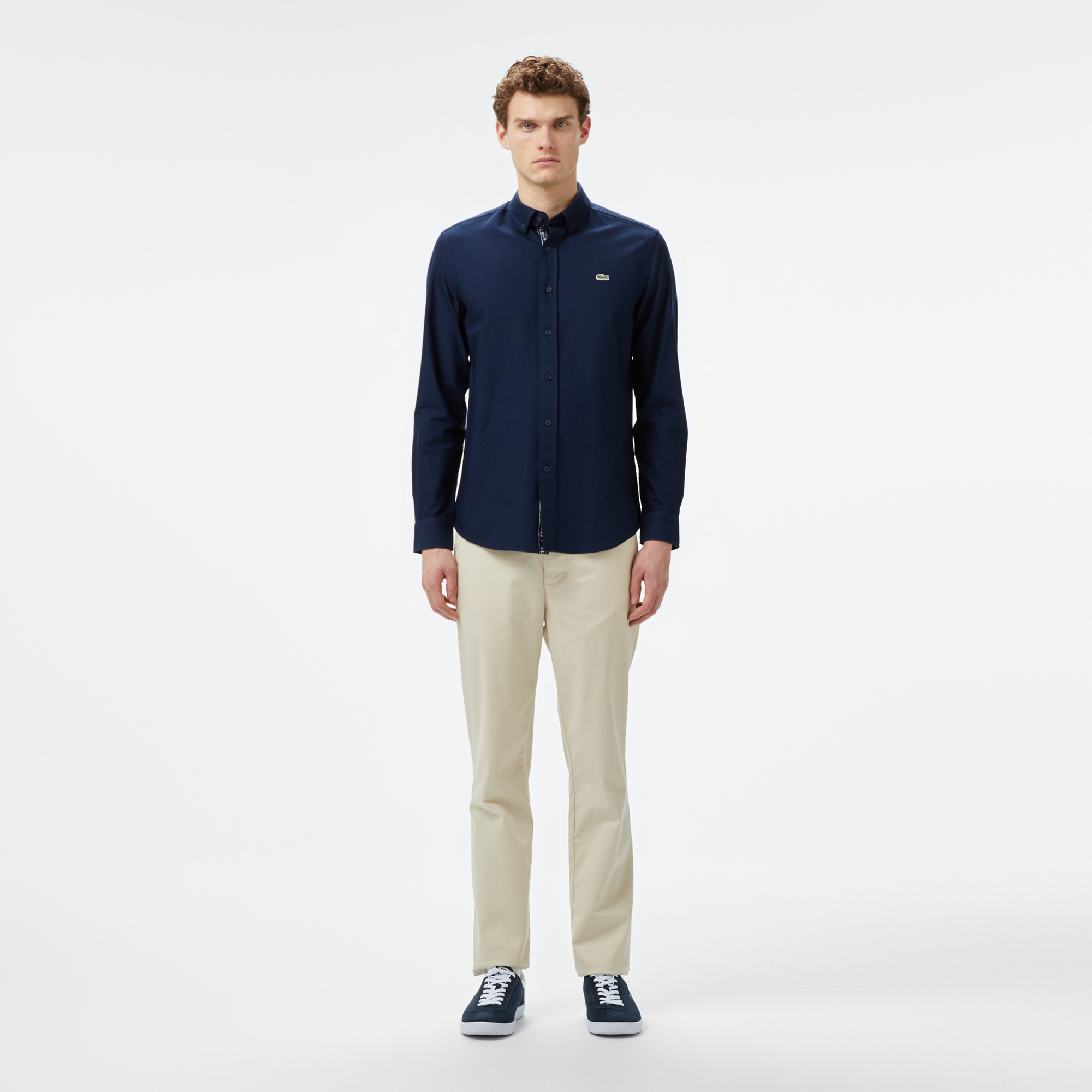 Lacoste Erkek Slim Fit Düğmeli Yaka Lacivert Gömlek