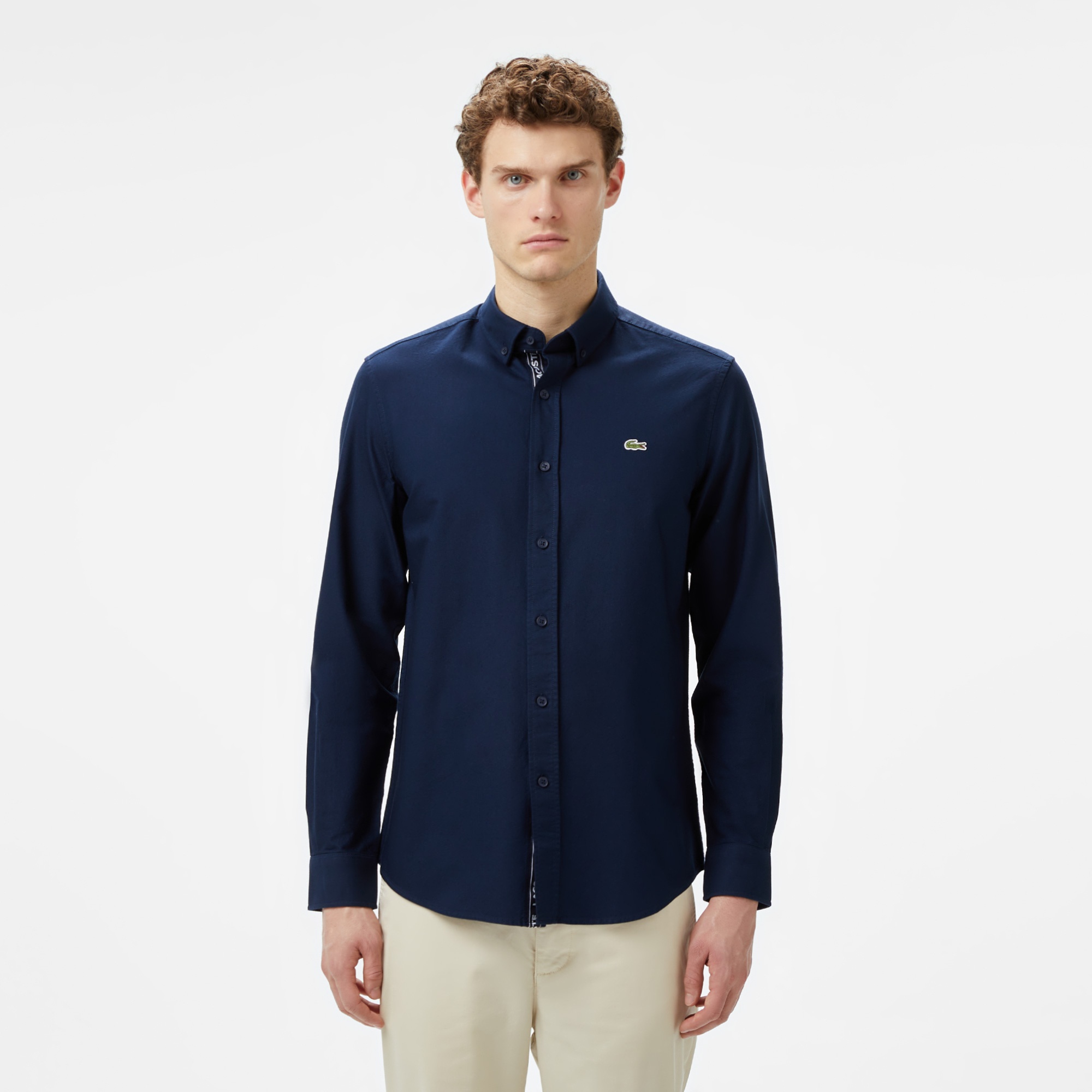 Lacoste Erkek Slim Fit Düğmeli Yaka Lacivert Gömlek