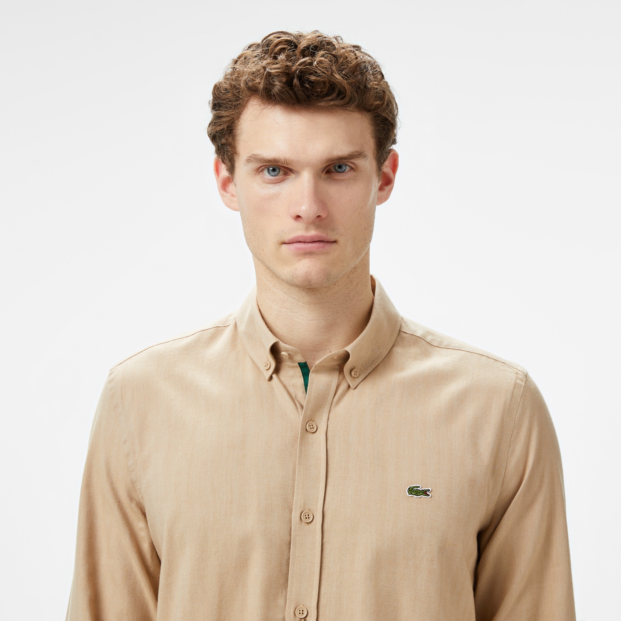 Lacoste Erkek Slim Fit Düğmeli Yaka Kahverengi Gömlek