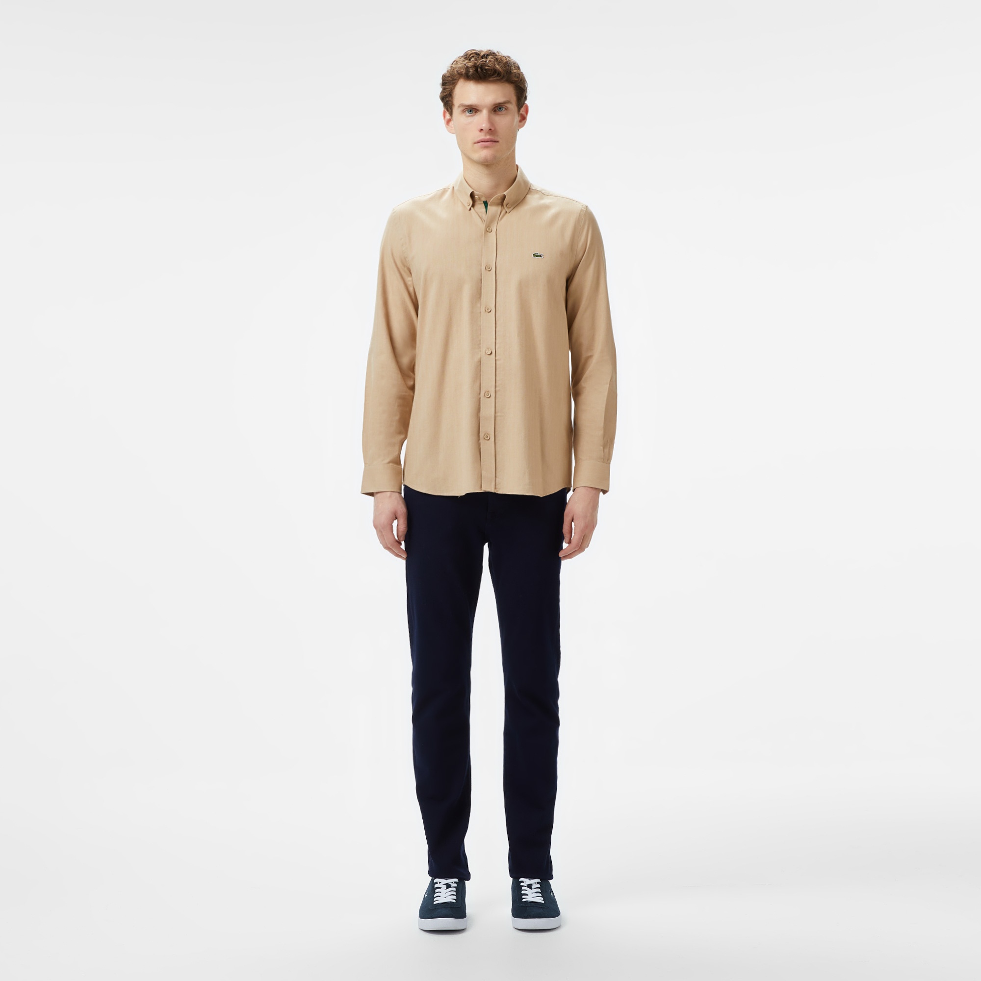 Lacoste Erkek Slim Fit Düğmeli Yaka Kahverengi Gömlek