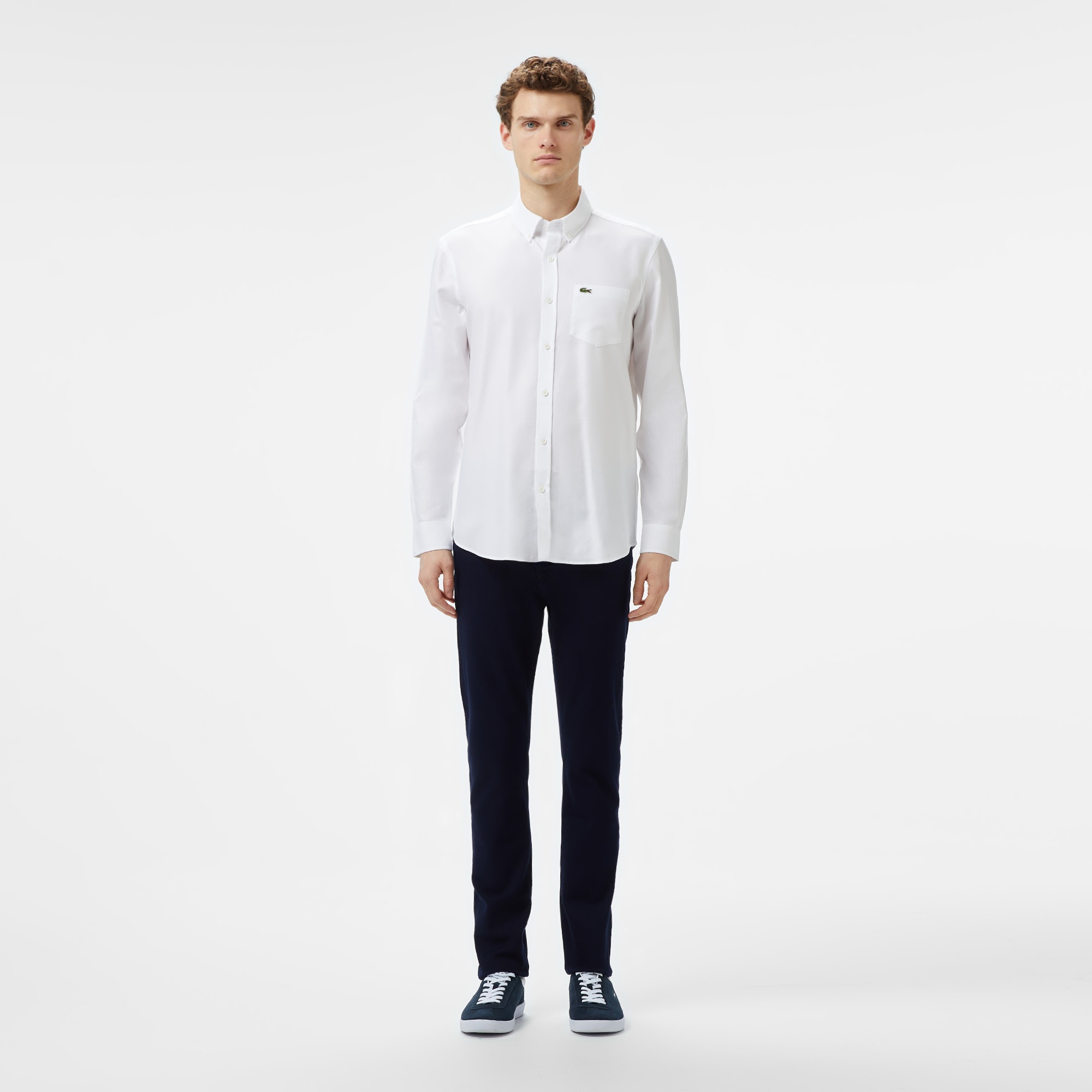 Lacoste Erkek Slim Fit Düğmeli Yaka Beyaz Gömlek