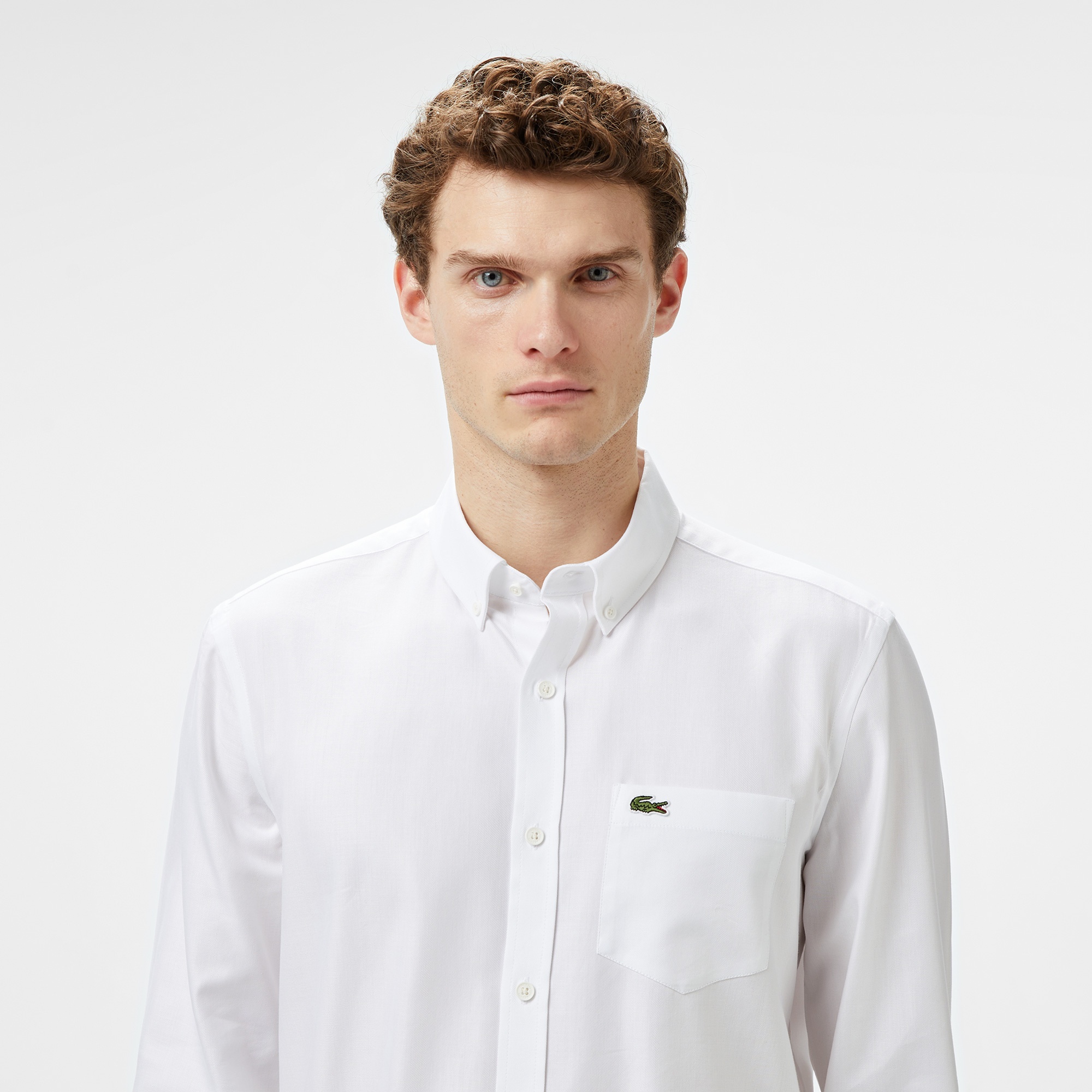 Lacoste Erkek Slim Fit Düğmeli Yaka Beyaz Gömlek