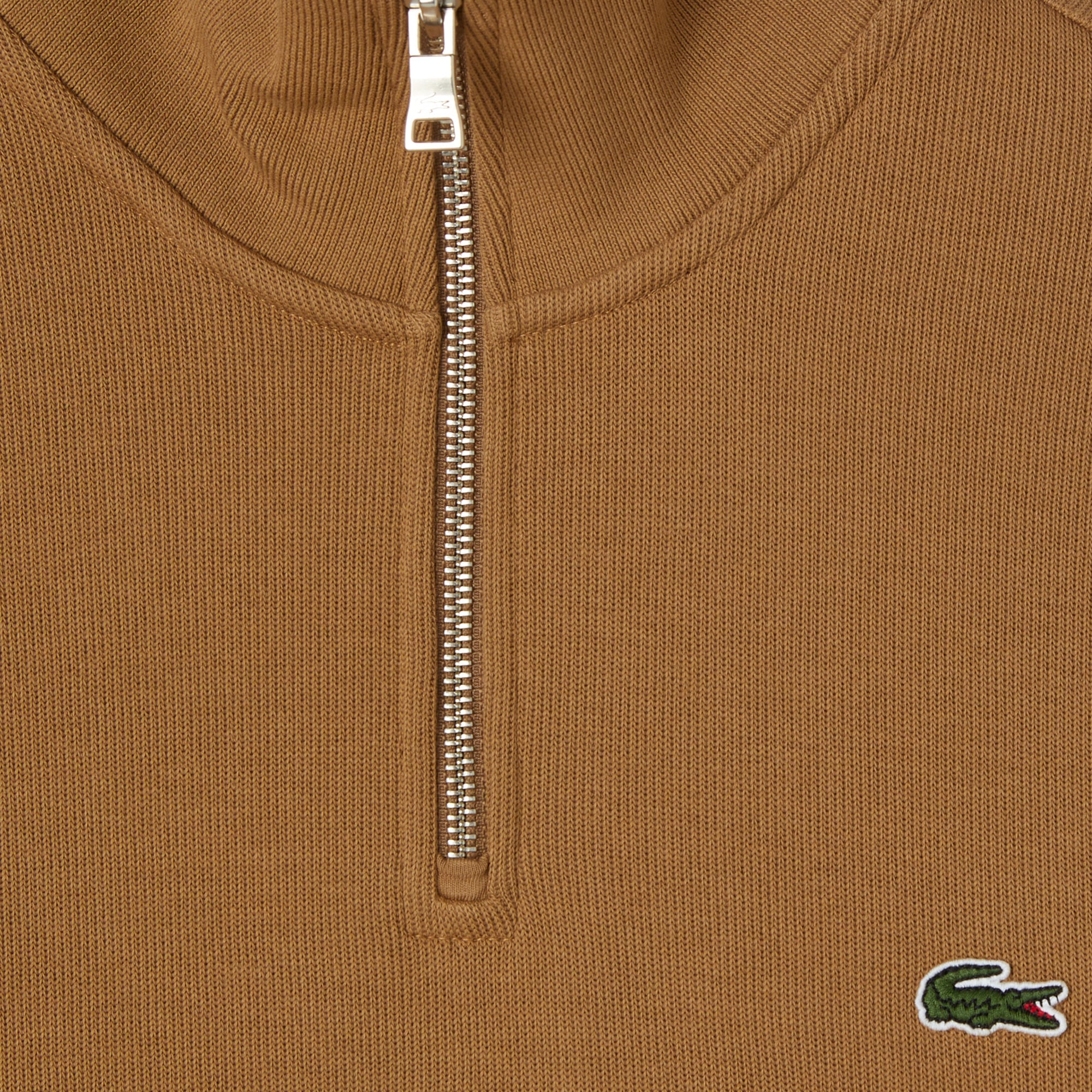 Lacoste Erkek Classic Fit Yarım Fermuarlı Kahverengi Sweatshirt görsel 4