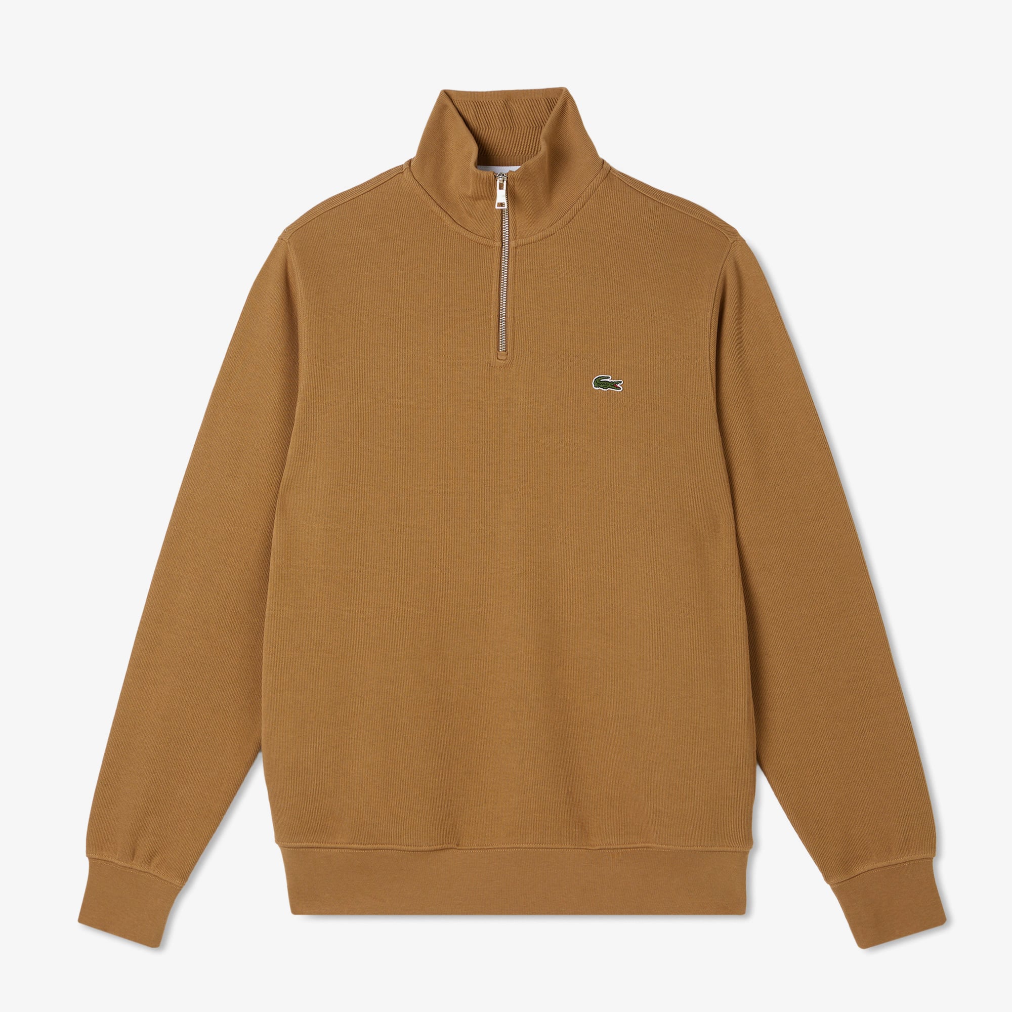 Lacoste Erkek Classic Fit Yarım Fermuarlı Kahverengi Sweatshirt görsel 3