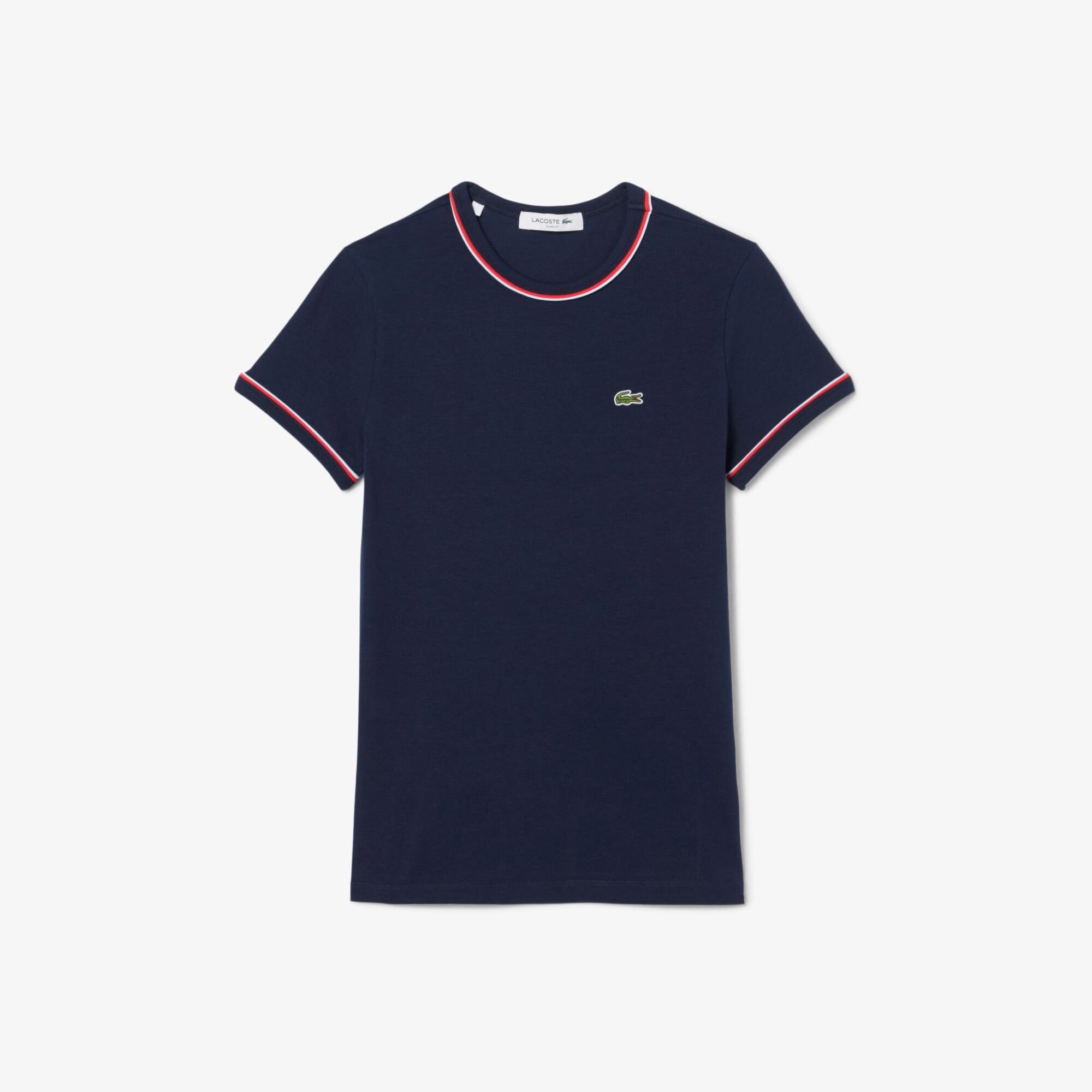 Lacoste Kadın Slim Fit Bisiklet Yaka Lacivert T-Shirt