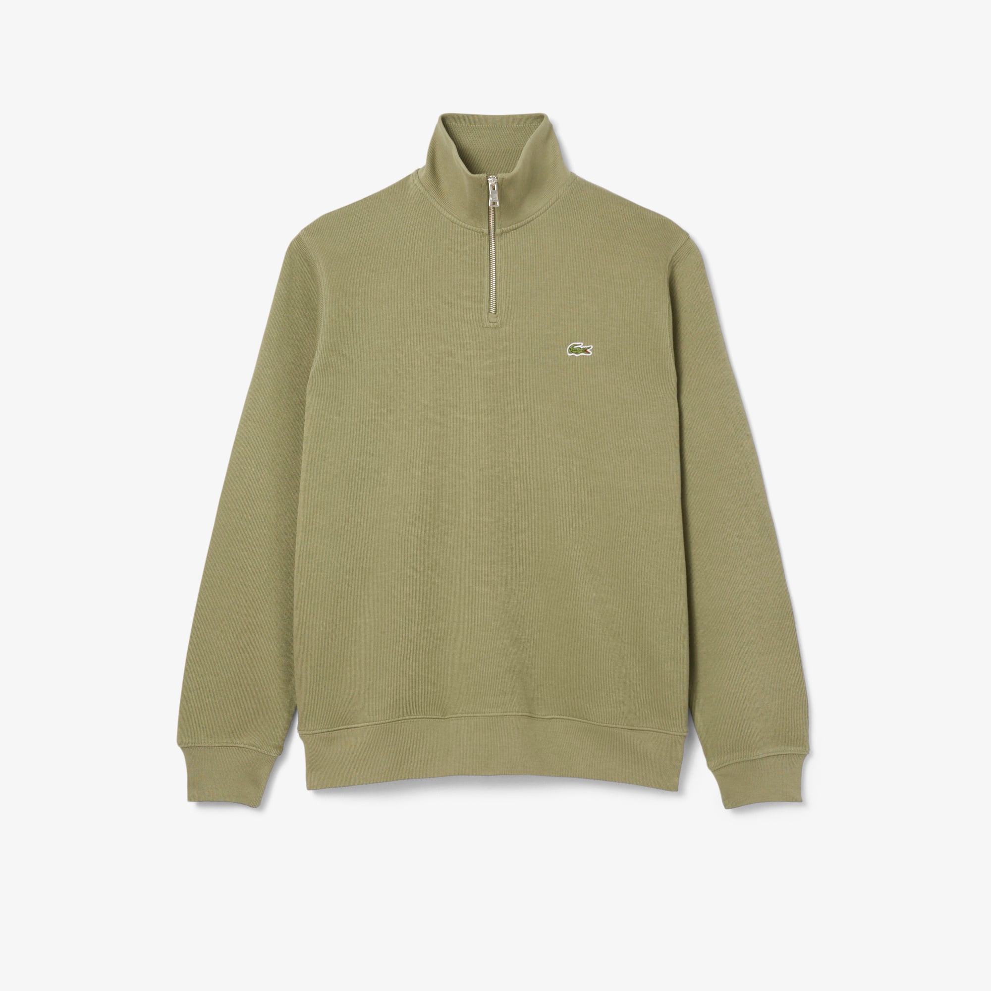 Lacoste Erkek Classic Fit Yarım Fermuarlı Haki Sweatshirt görsel 5