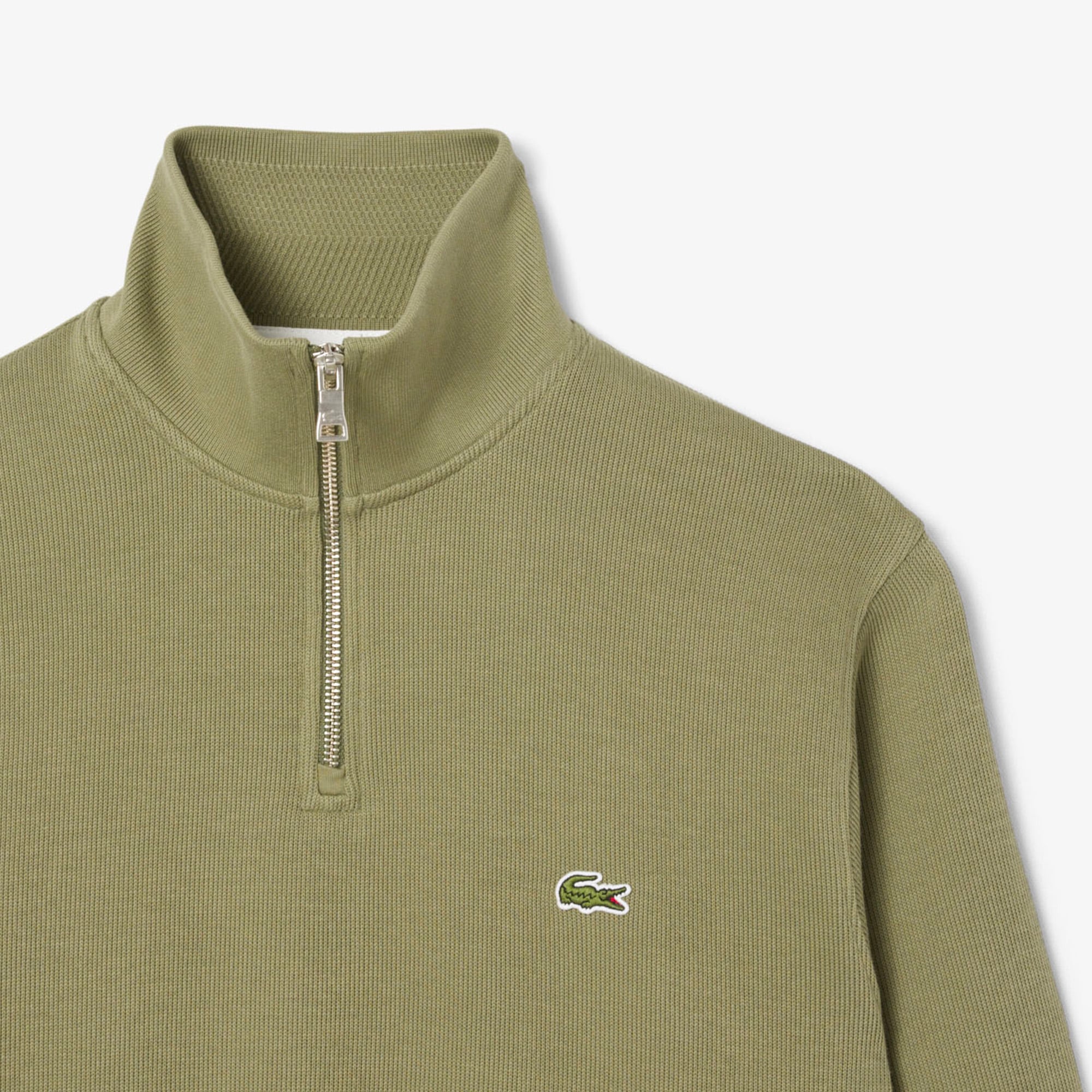 Lacoste Erkek Classic Fit Yarım Fermuarlı Haki Sweatshirt görsel 6