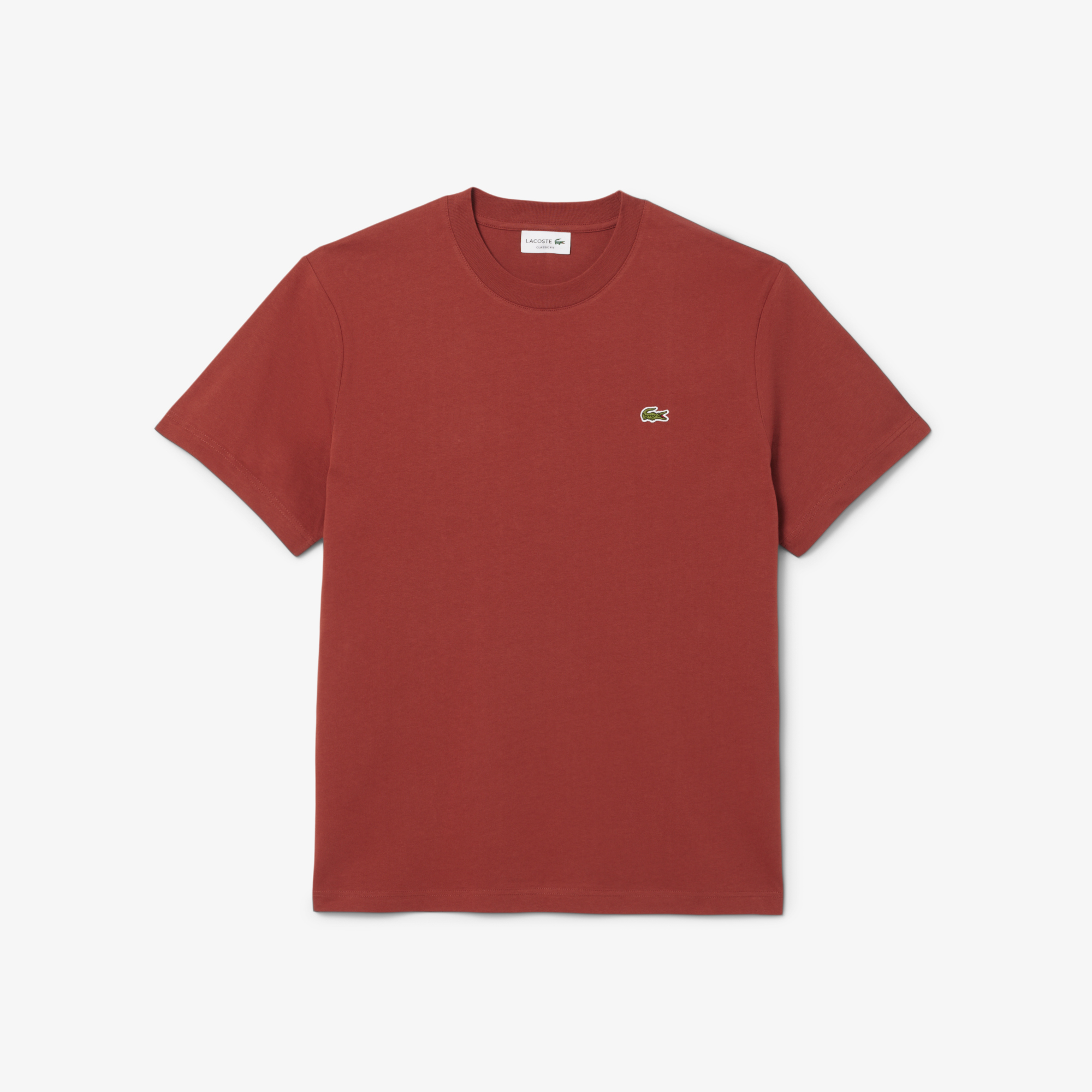 Lacoste Erkek Classic Fit Bisiklet Yaka Koyu Kırmızı T-Shirt görsel 4