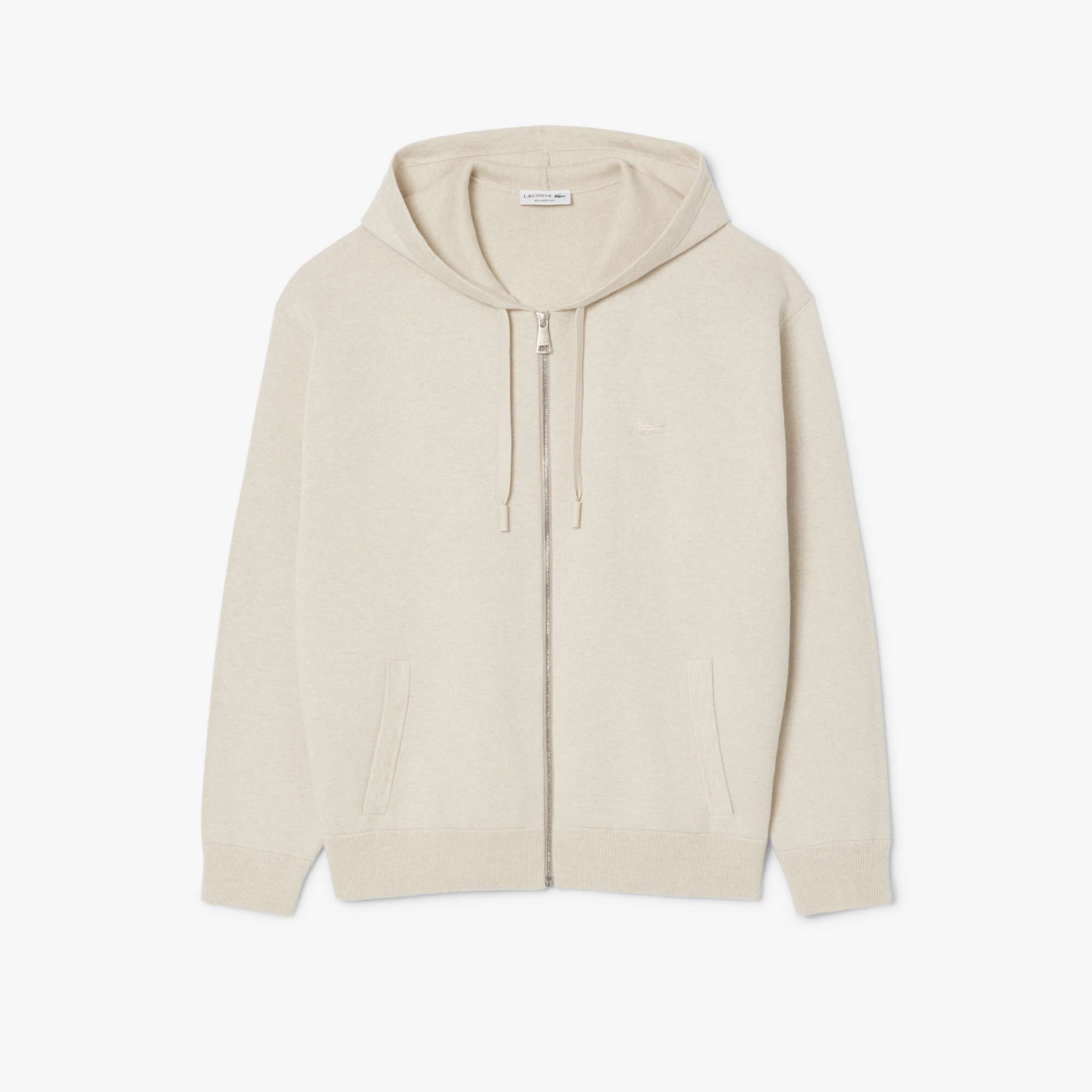 Lacoste Erkek Relaxed Fit Kapüşonlu Gri Triko